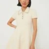 SELF PORTRAIT Cream Soft Knit Mini Dress