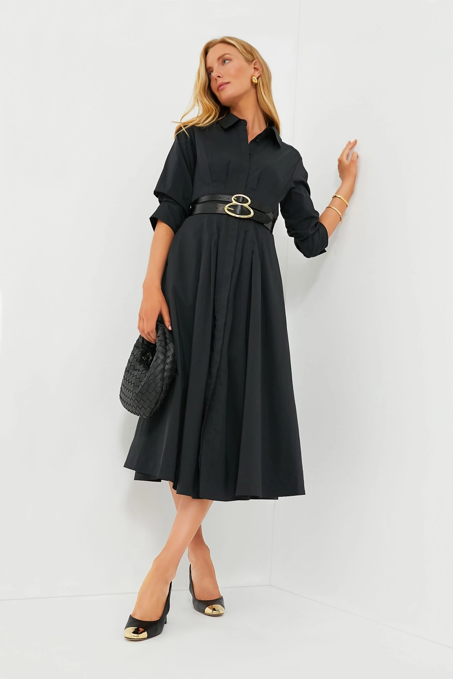 Black Jazz Pintuck Midi Dress - Image 2