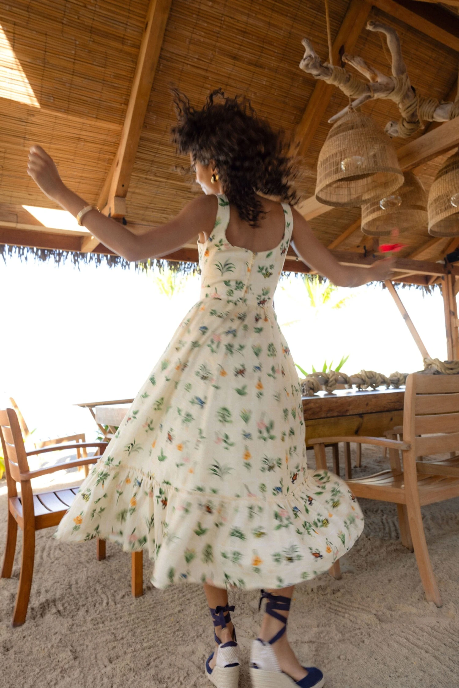 Exclusive Ivory Floral Melon Midi Dress - Image 10