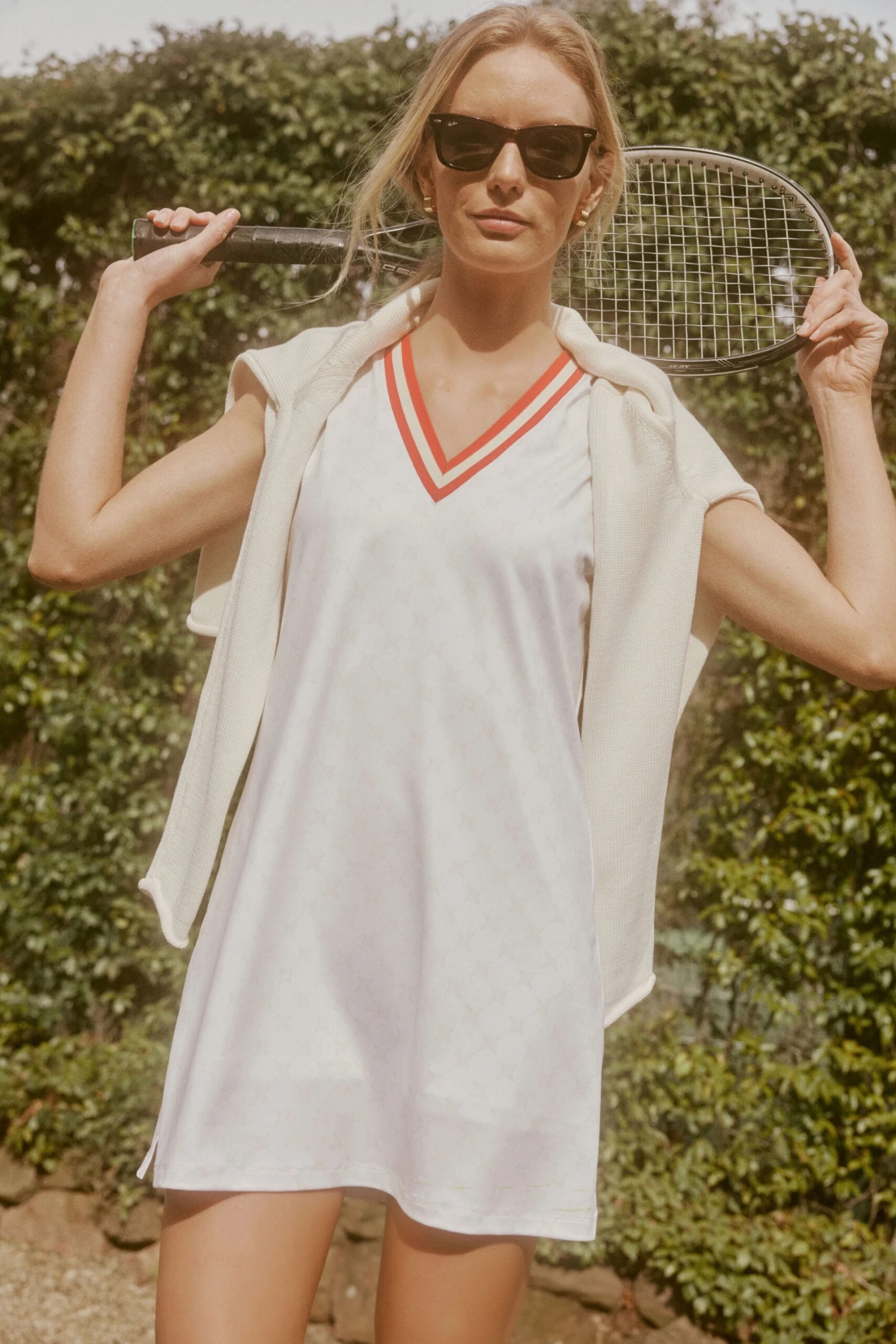 White And Retro Red Suzanne Tennis Dress - Image 2