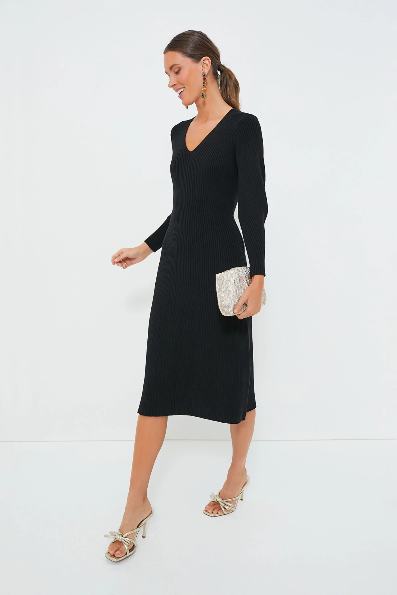 Black Brigid Midi Sweater Dress - Image 2