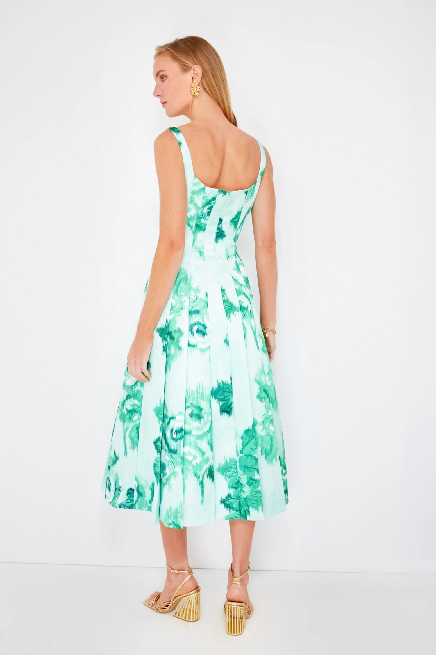 Giant Moire Roses Emerald Adele Dress - Image 5