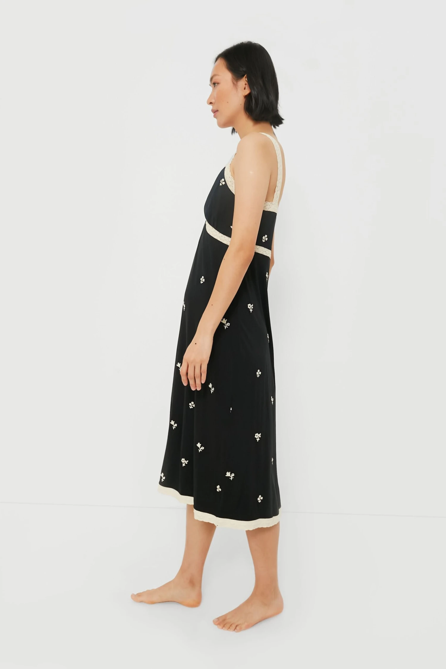 Black Rubina Embroidery Pajama Slip Dress - Image 3