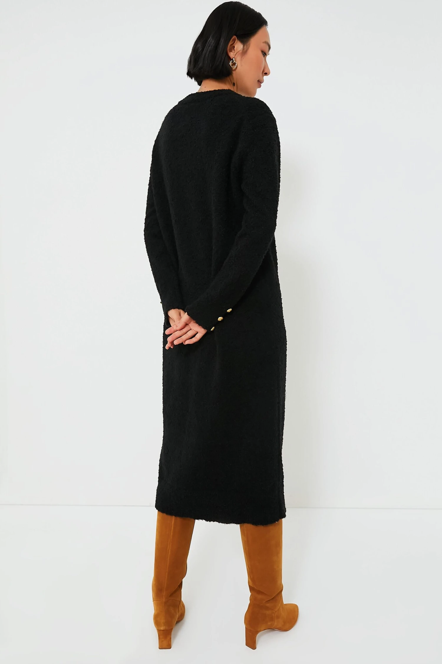 Black Boucle Knit Nelle Dress - Image 4