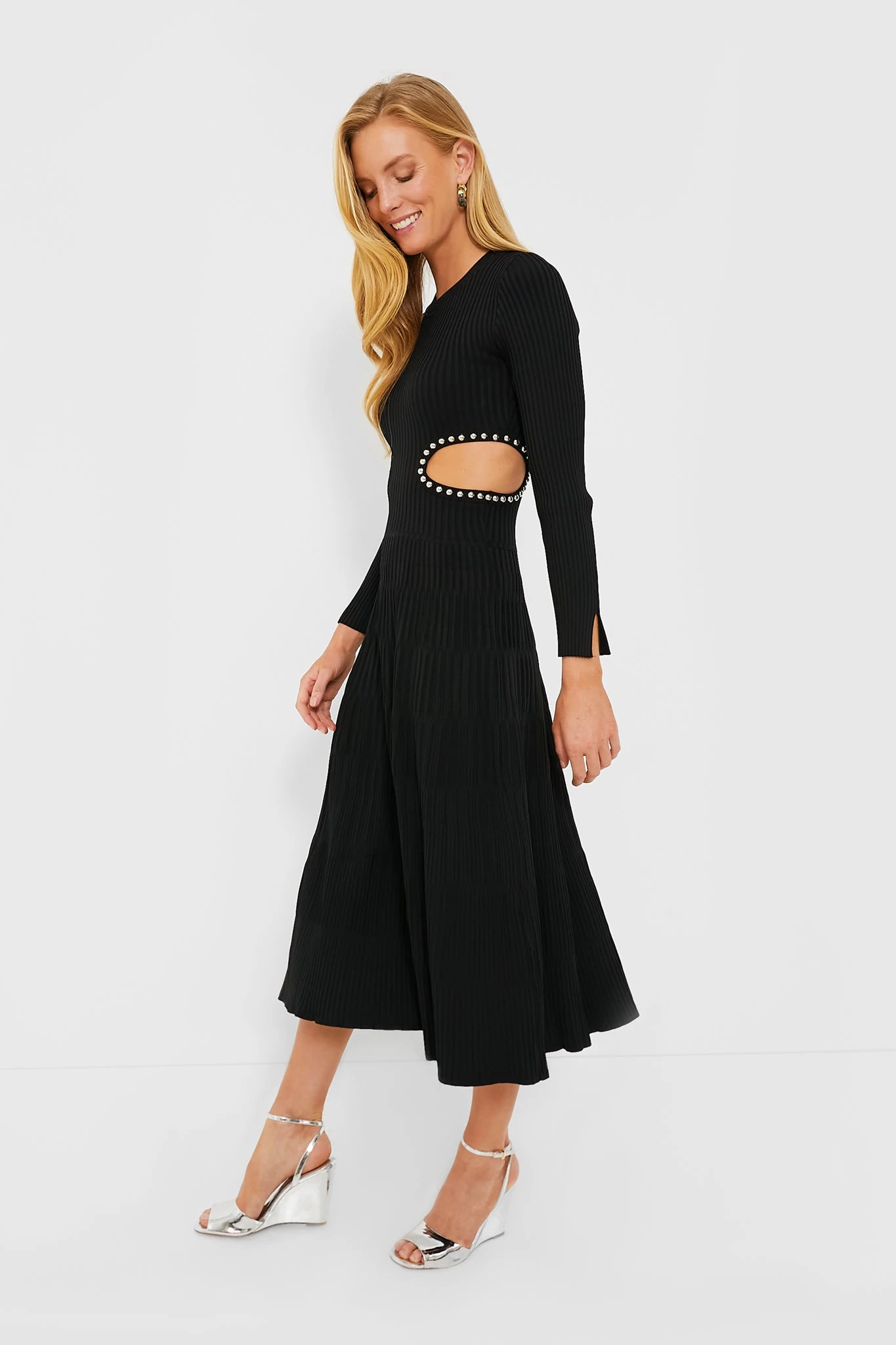 Black Cut Out Midi Dress - Image 3