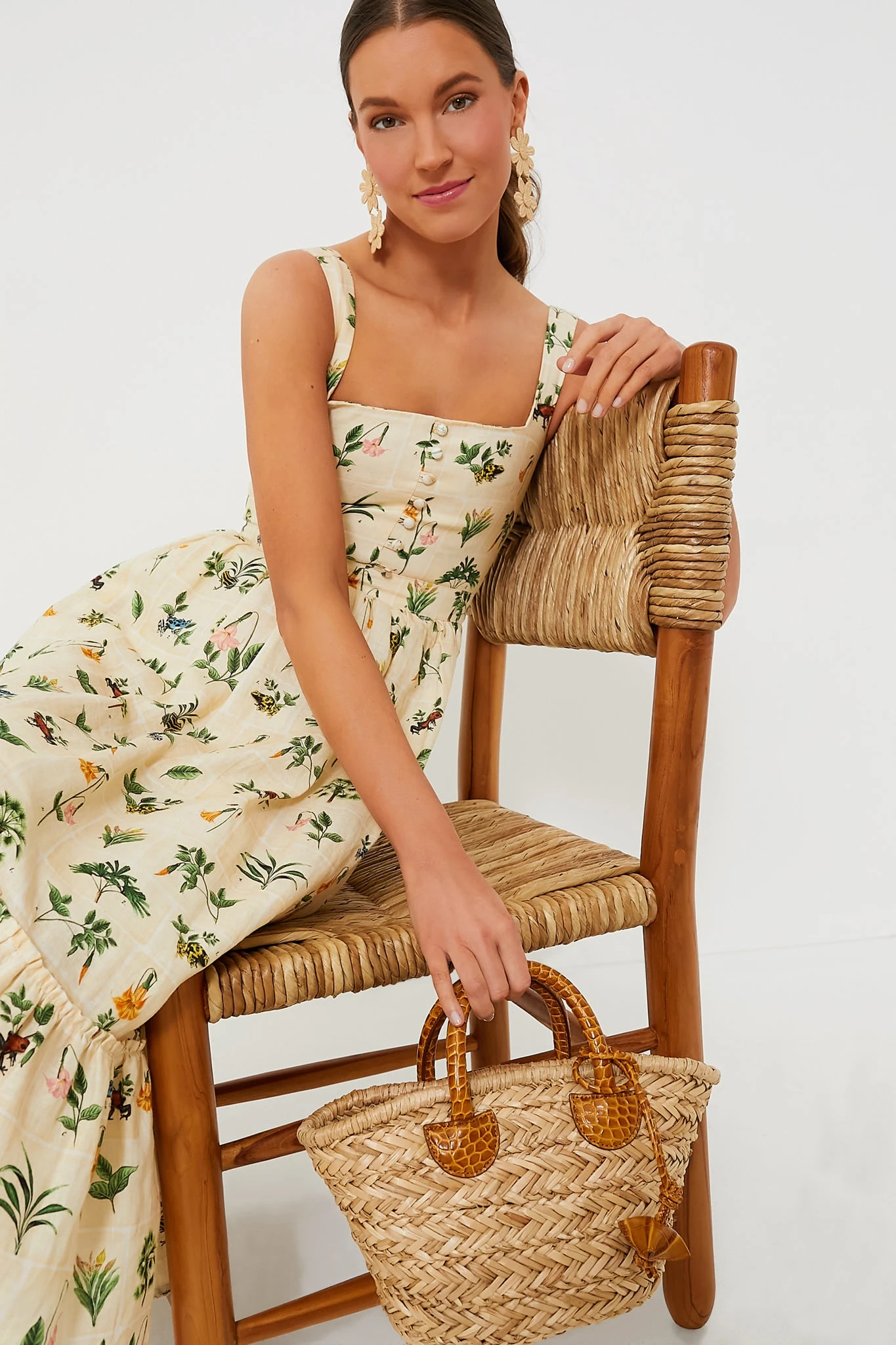 Exclusive Ivory Floral Melon Midi Dress - Image 8
