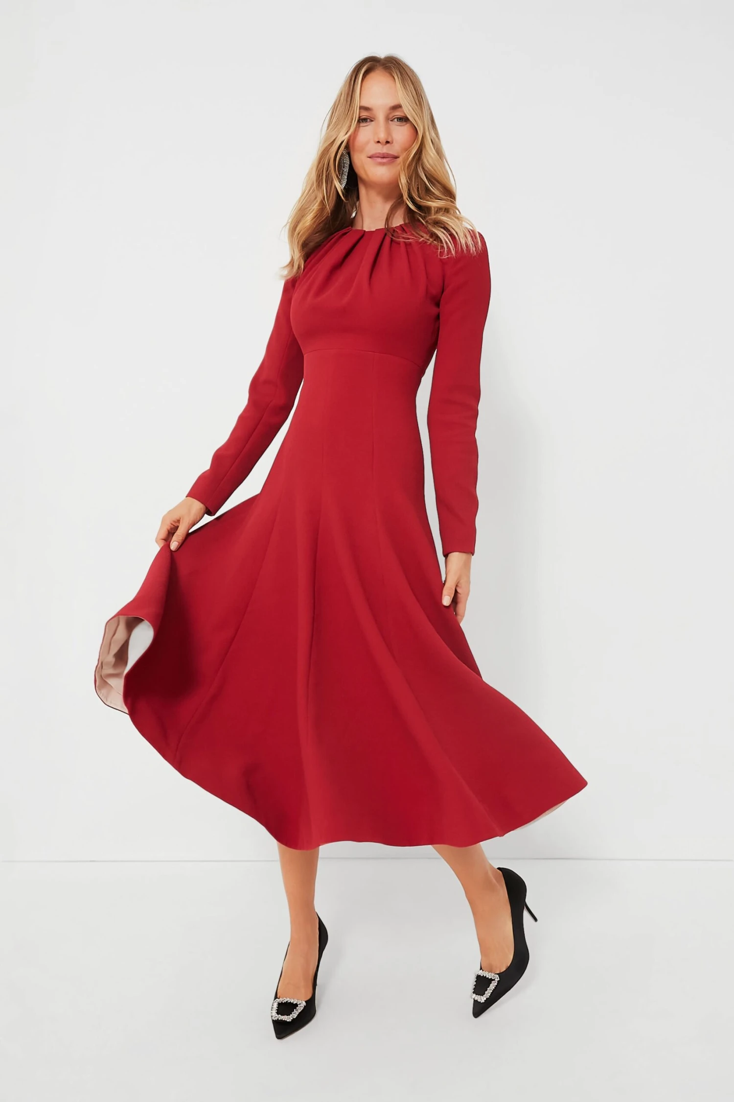 Dark Red Belgium Double Crepe Dress - Image 2