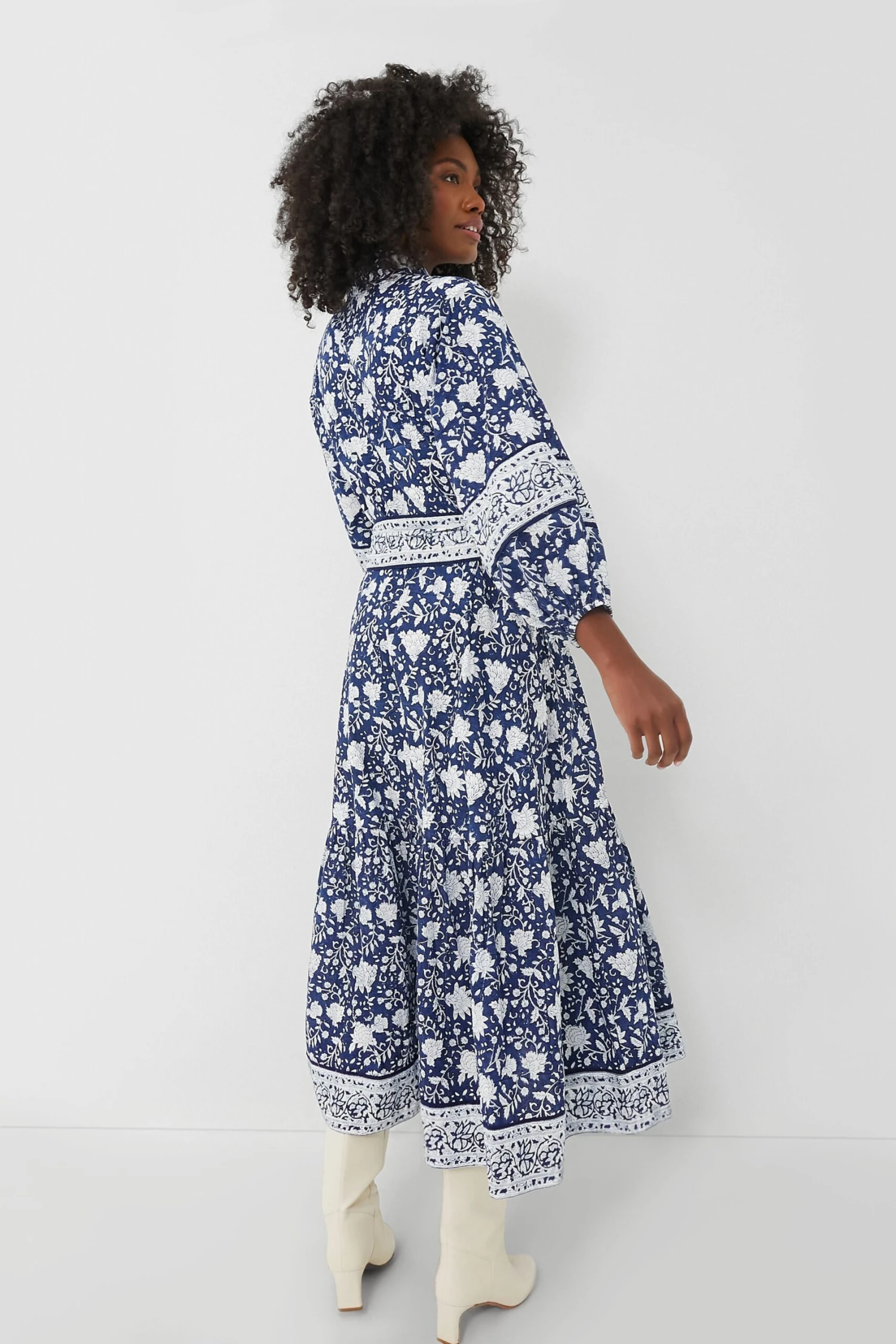 Exclusive Navy Flounce Dress - Image 4