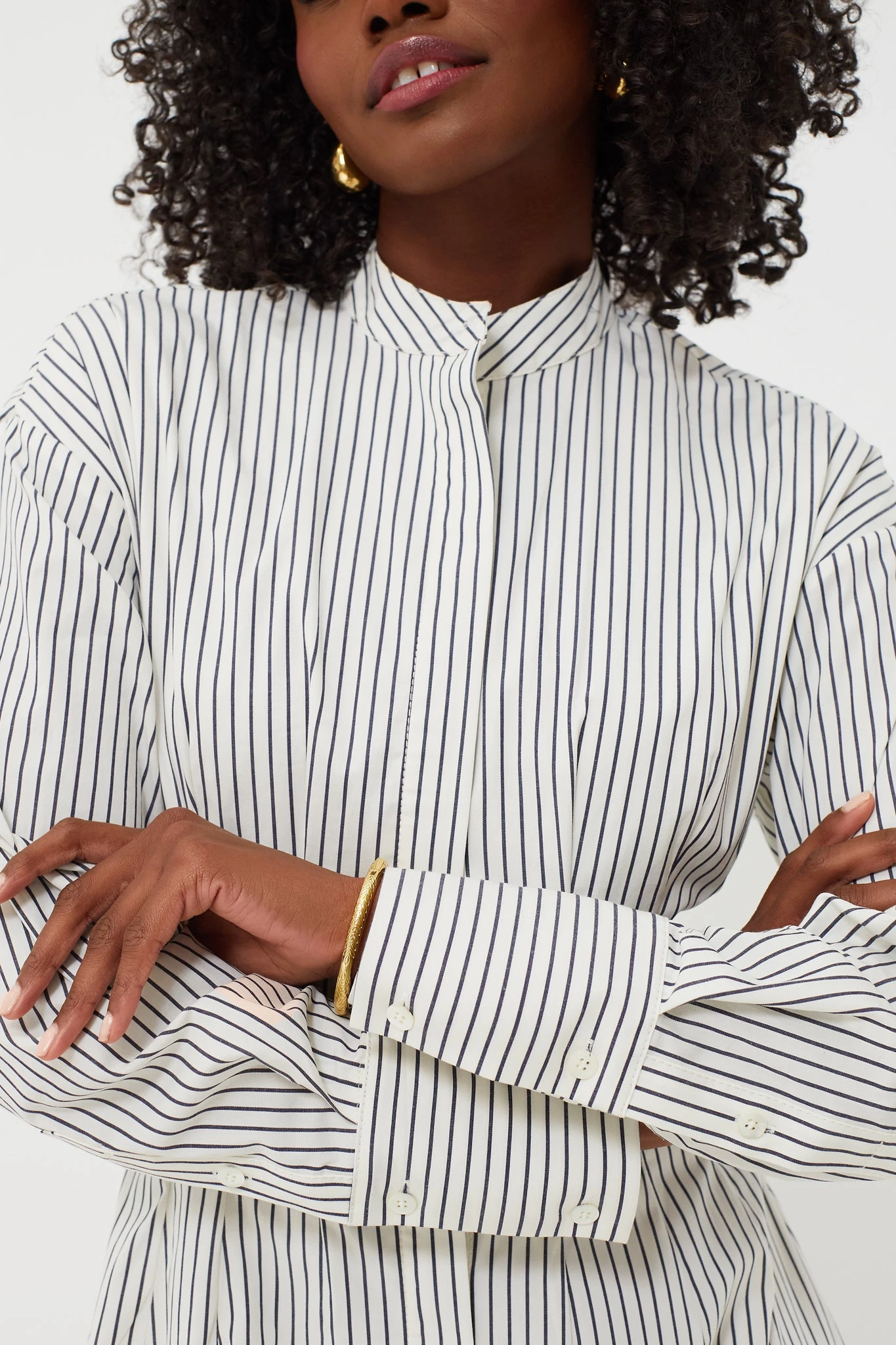 Staud Ivory Micro Stripe Midi Lorenza Dress - Image 5