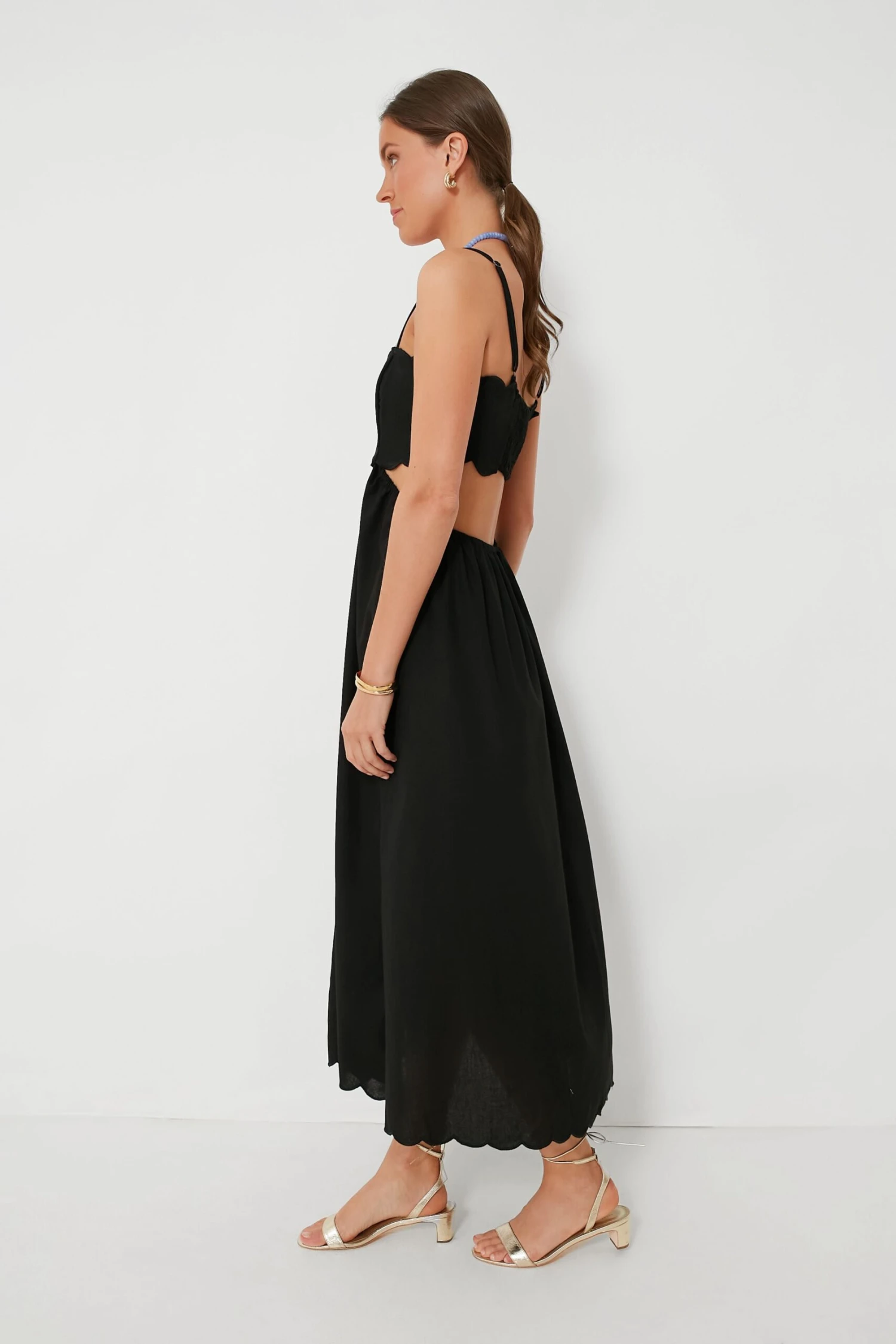 Black Scallop Hem Dress - Image 3