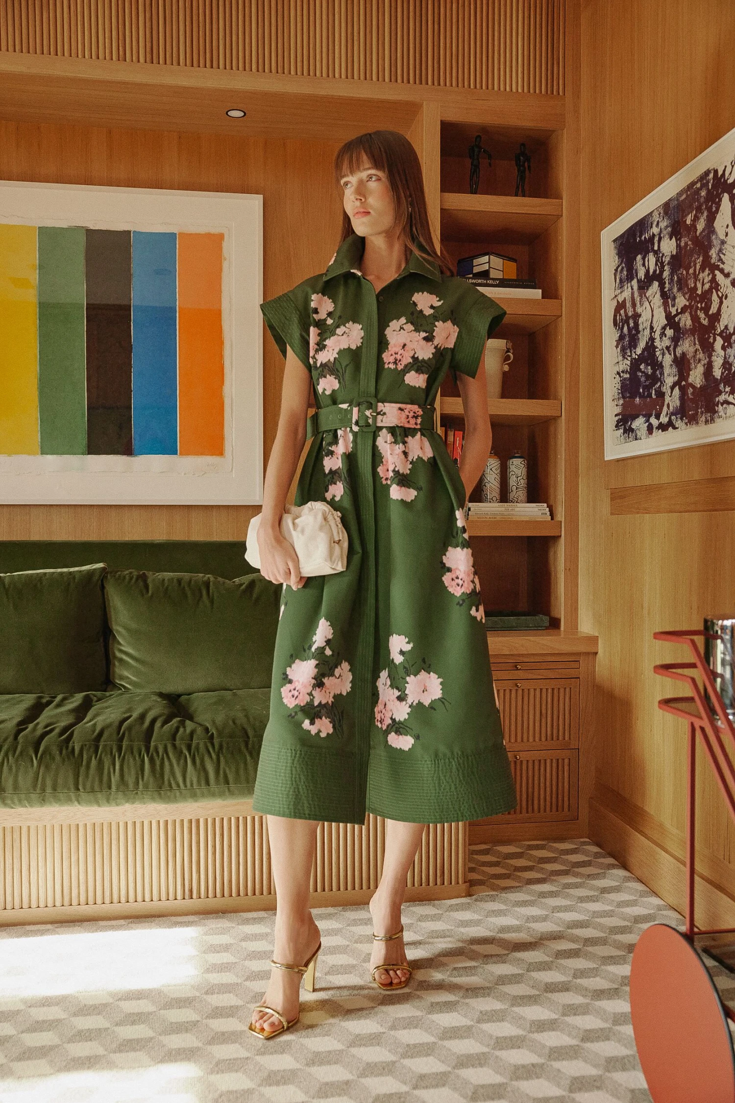 Olive And Pressed Powder Floral Chloe Dress - Image 7