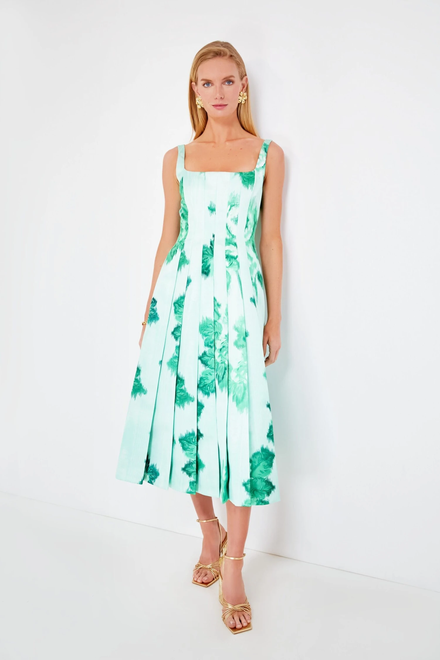 Giant Moire Roses Emerald Adele Dress - Image 7