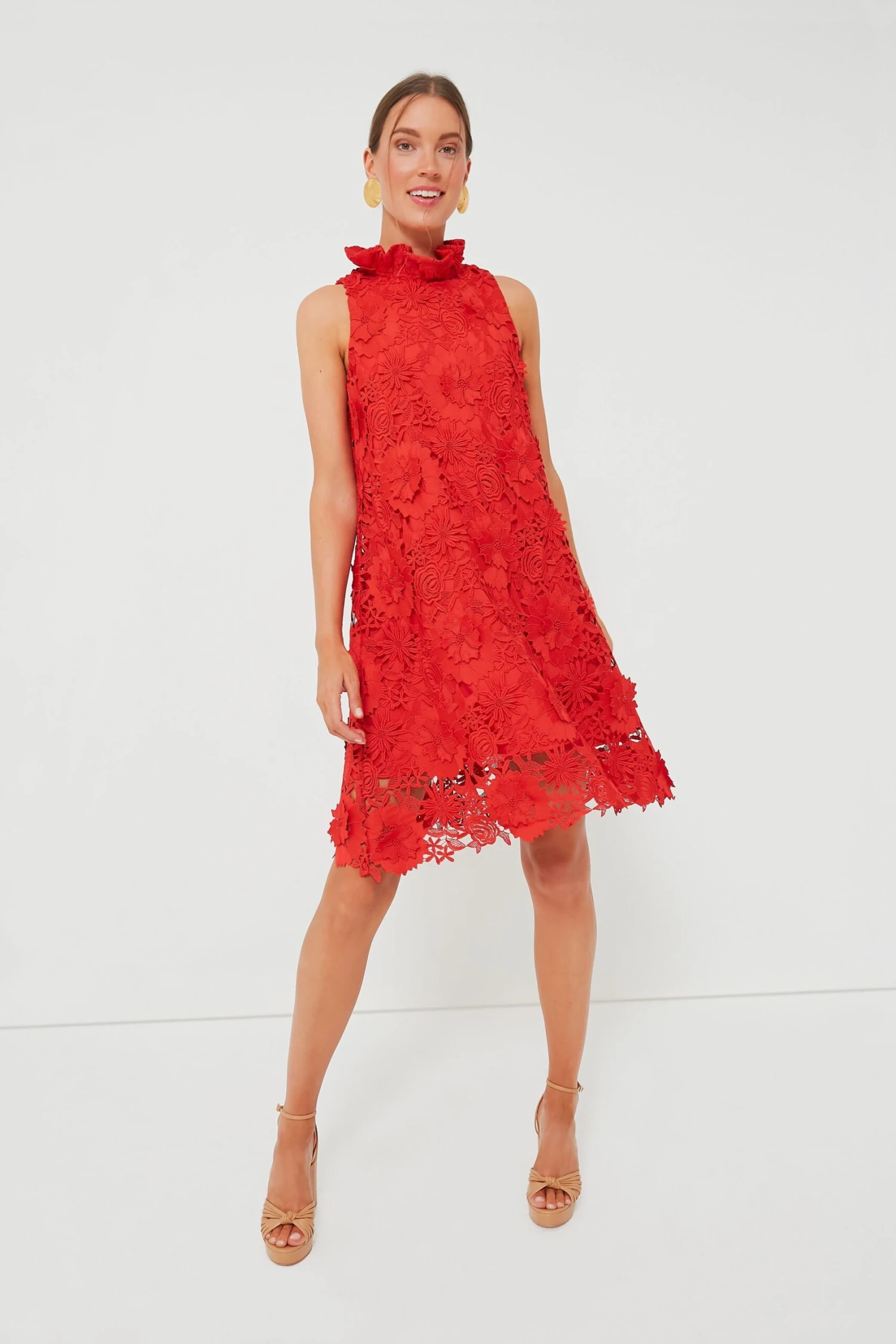 Red Guipure Lace Blythe Dress