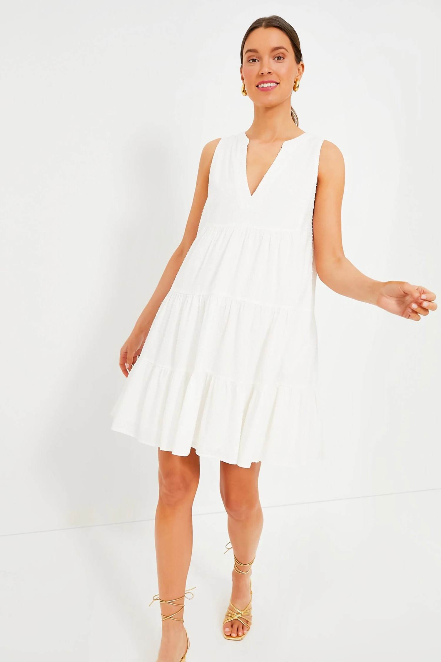 White Swiss Dot Sleeveless Kenzo Dress - Image 6
