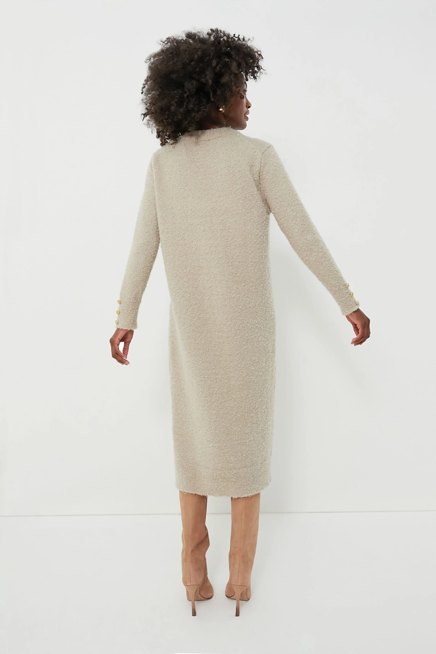 Tan Boucle Knit Nelle Dress - Image 4