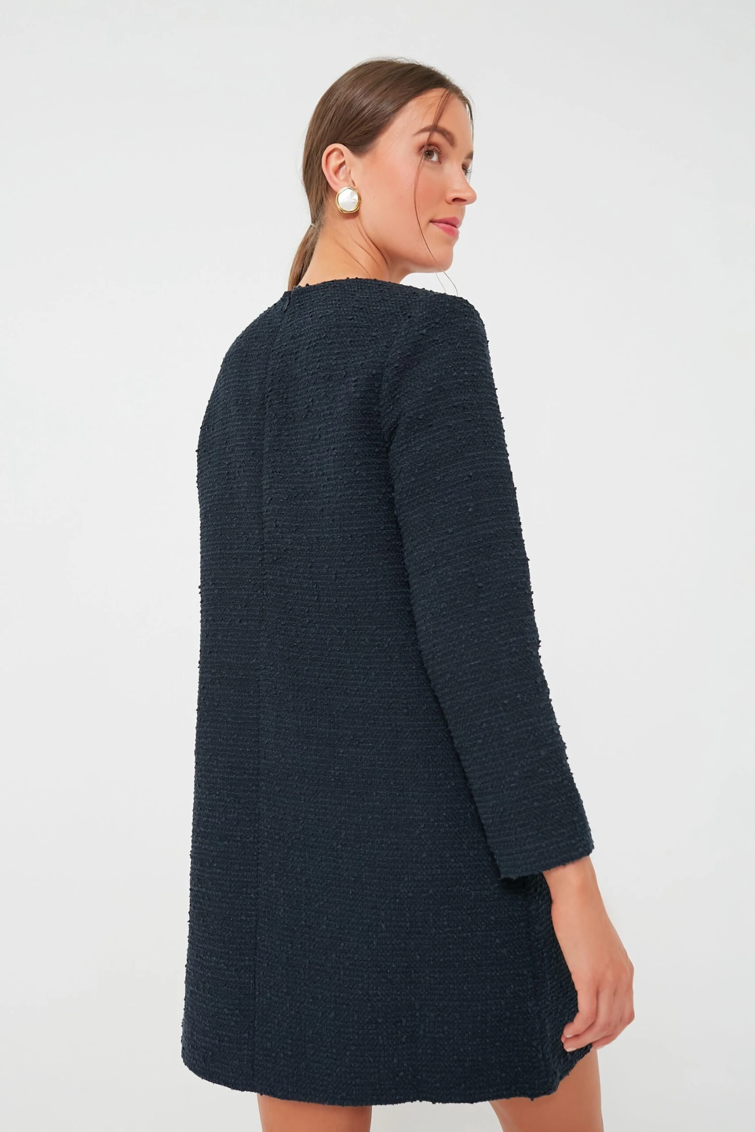 Navy Tie Tweed Kelly Dress - Image 4