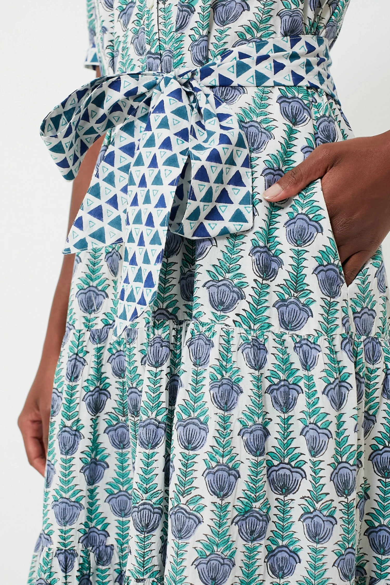 Blue Multi Short Sleeve Maxi Dress - Image 5