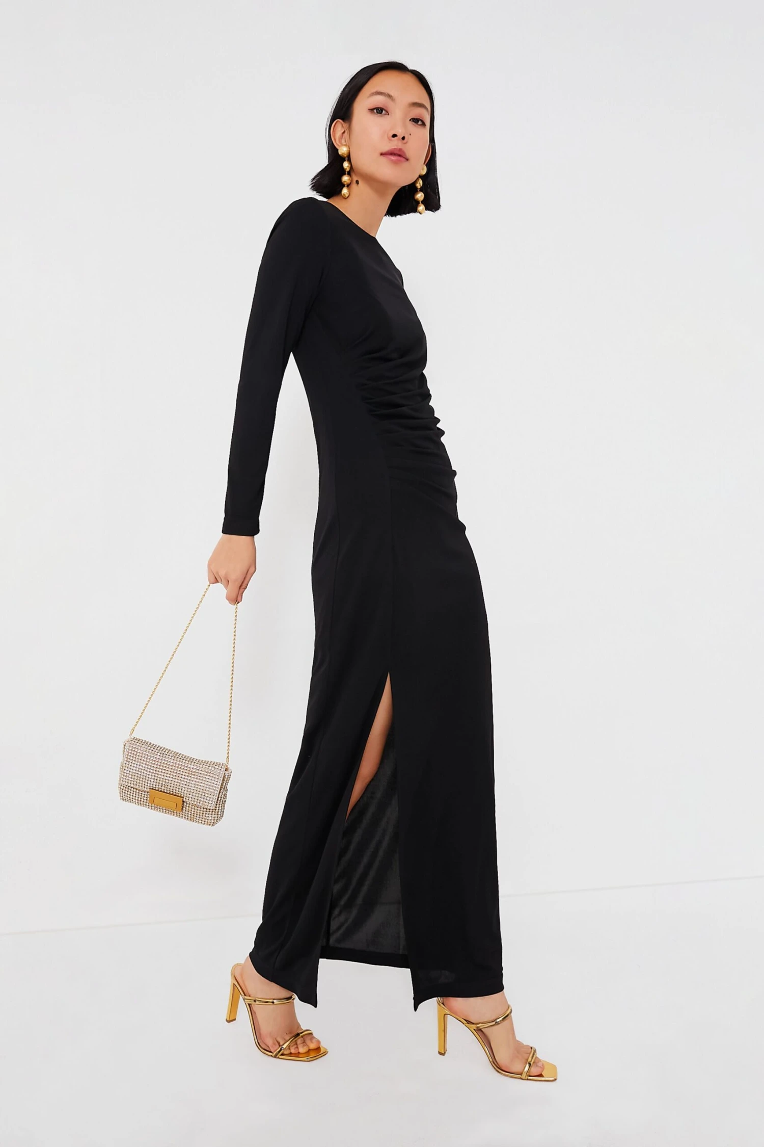 Black Ruched Nicole Dress - Image 3