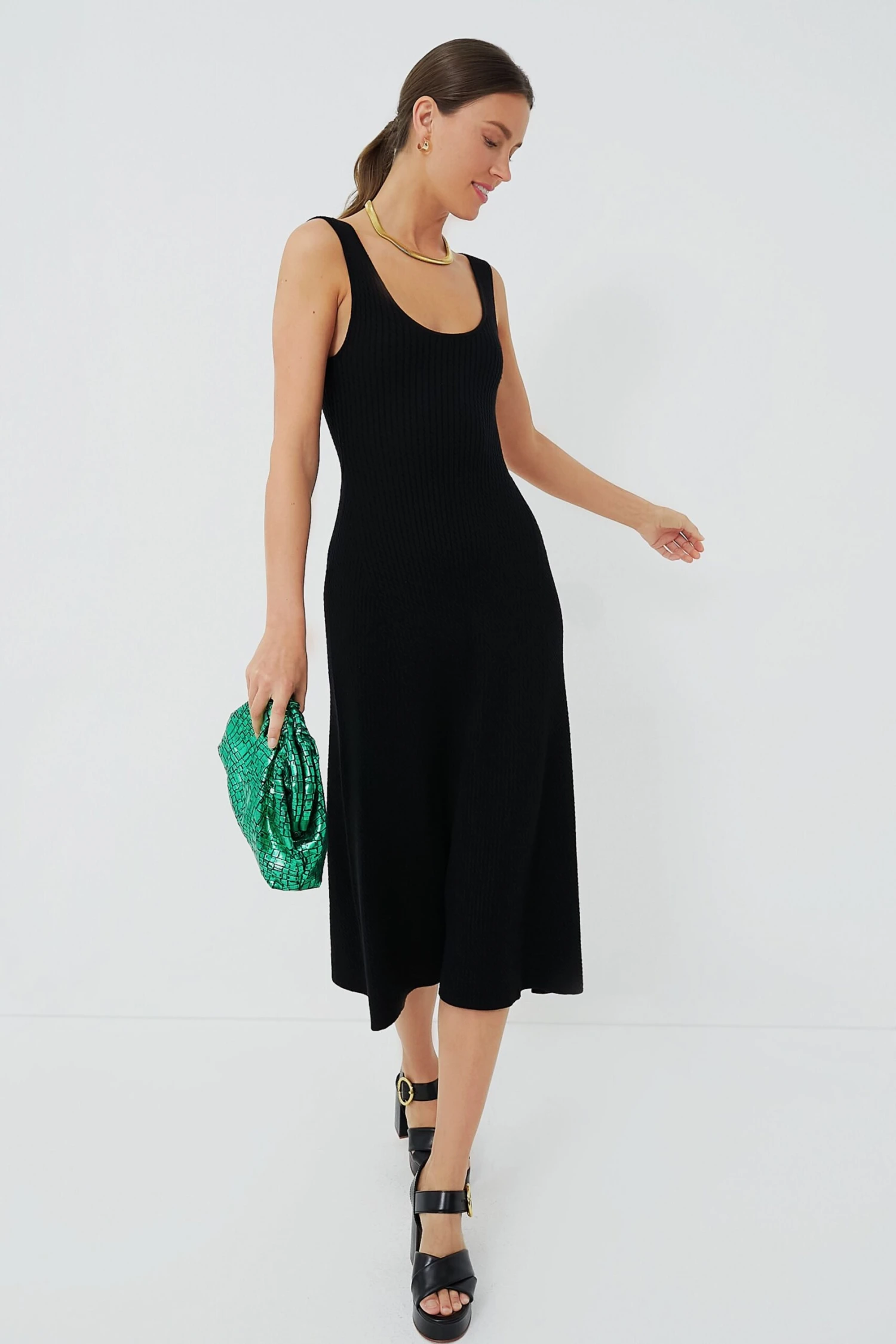 Black Scoop Sweater Midi Dress - Image 2