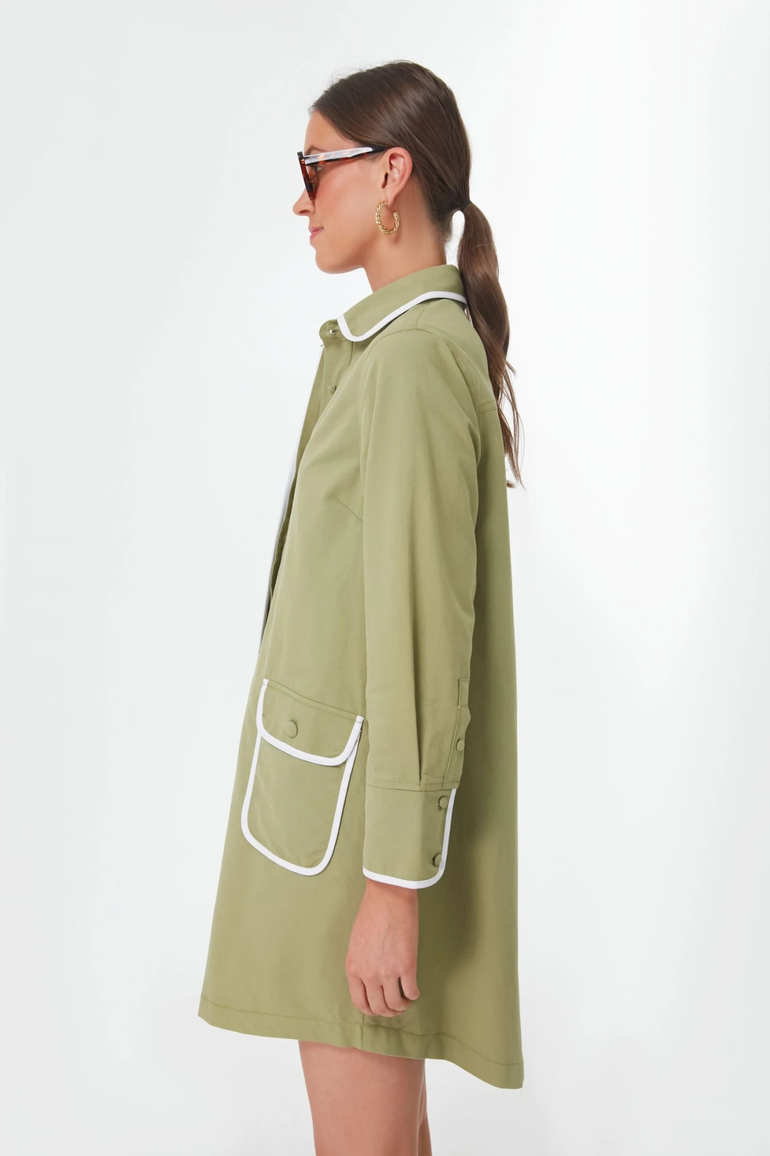Moss Green Perkins Shirt Dress - Image 4