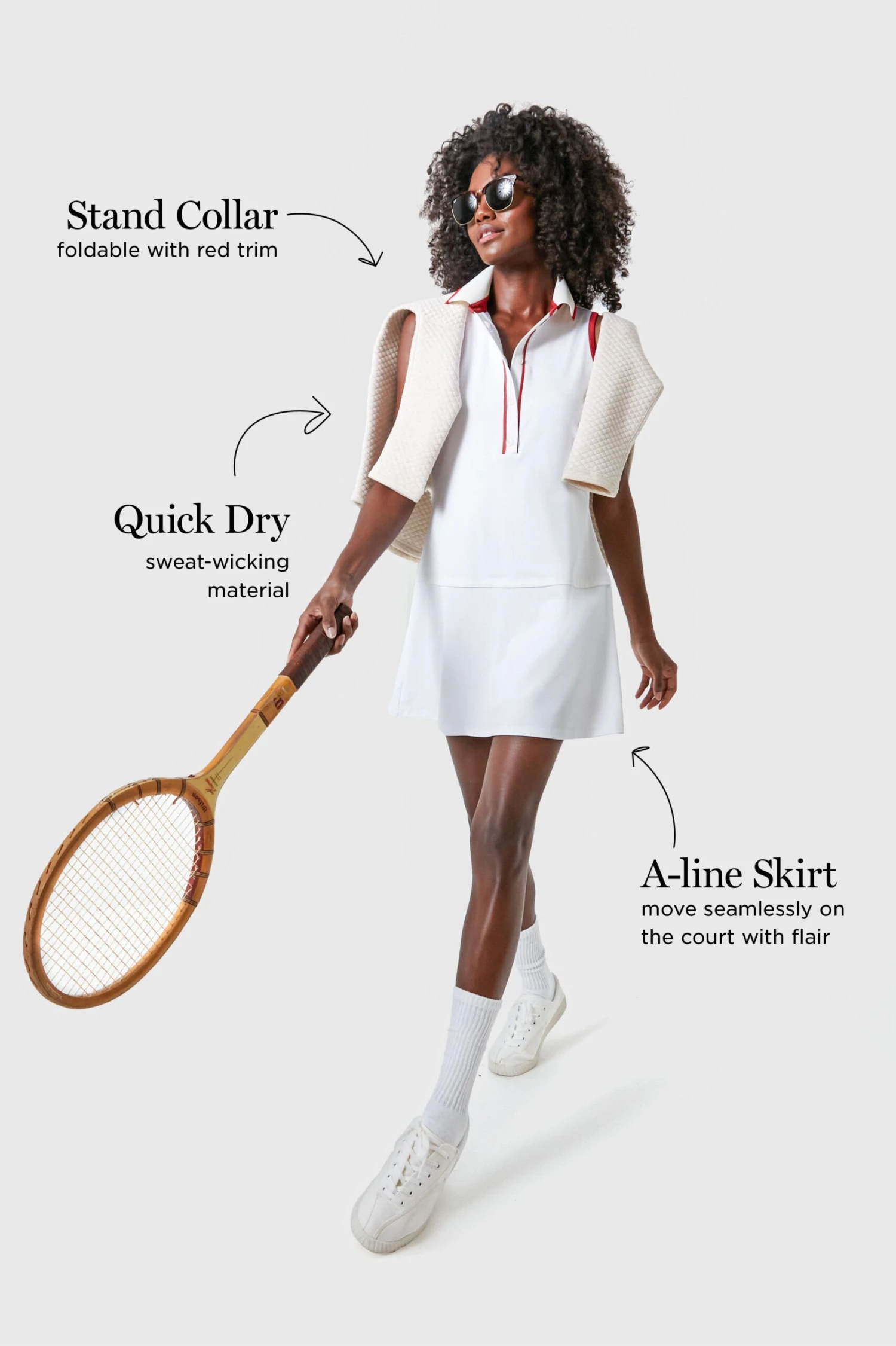 White And Red Sterling Tennis Dress - Image 3