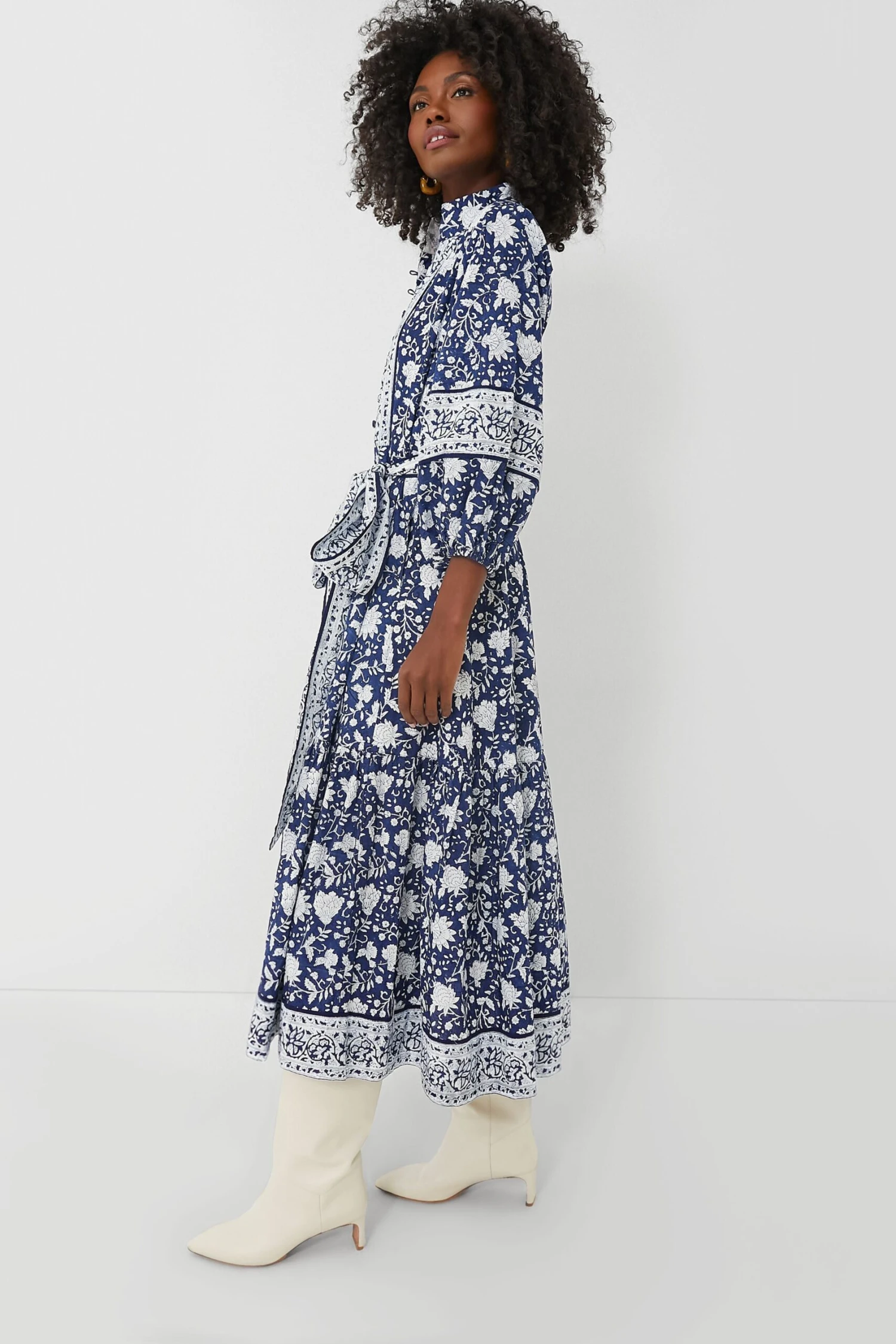 Exclusive Navy Flounce Dress - Image 3