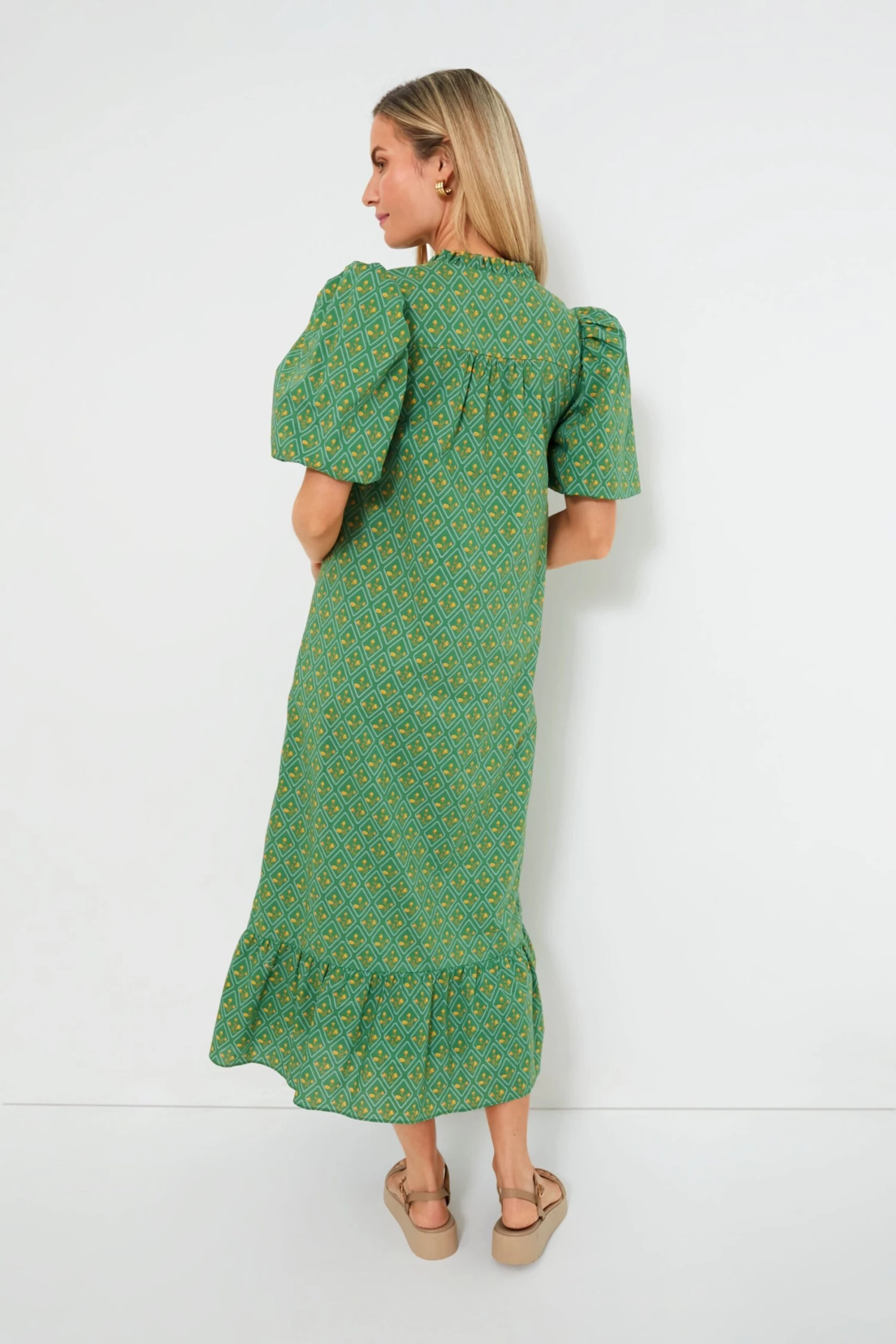 Green Diamond Floral Mimi Midi Dress - Image 4