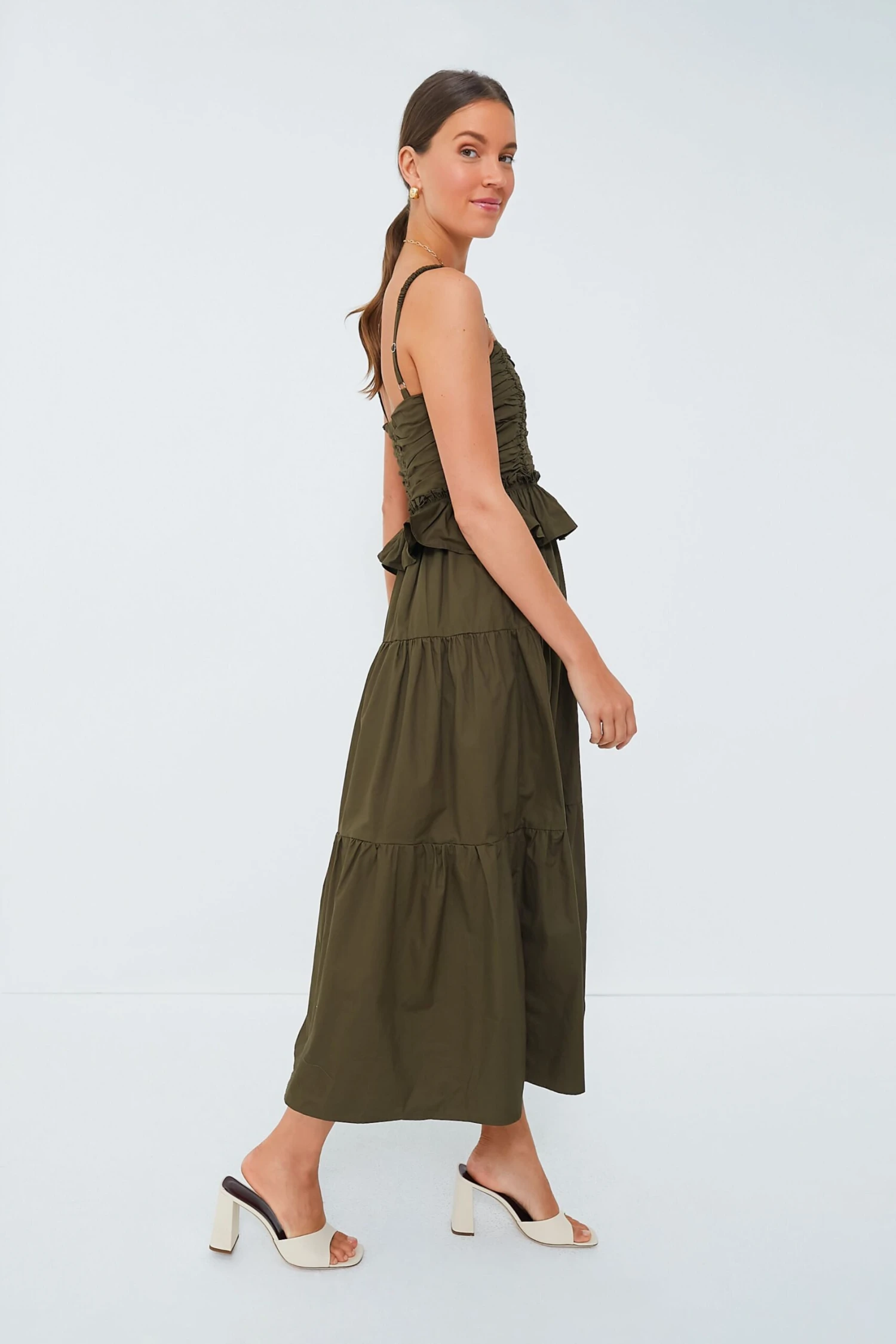 Olive Tiered Maxi Dress - Image 3