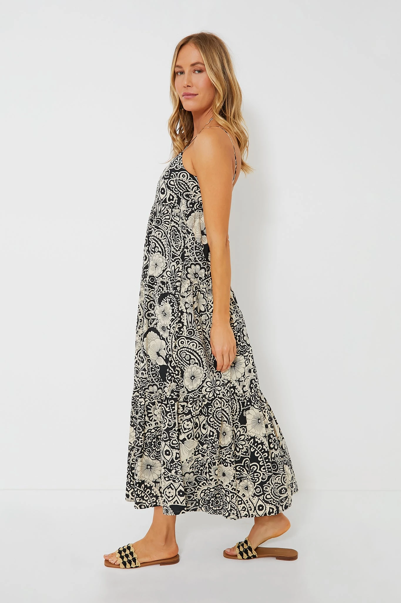 Black & Cream Floral Tiered Tilly Dress - Image 3