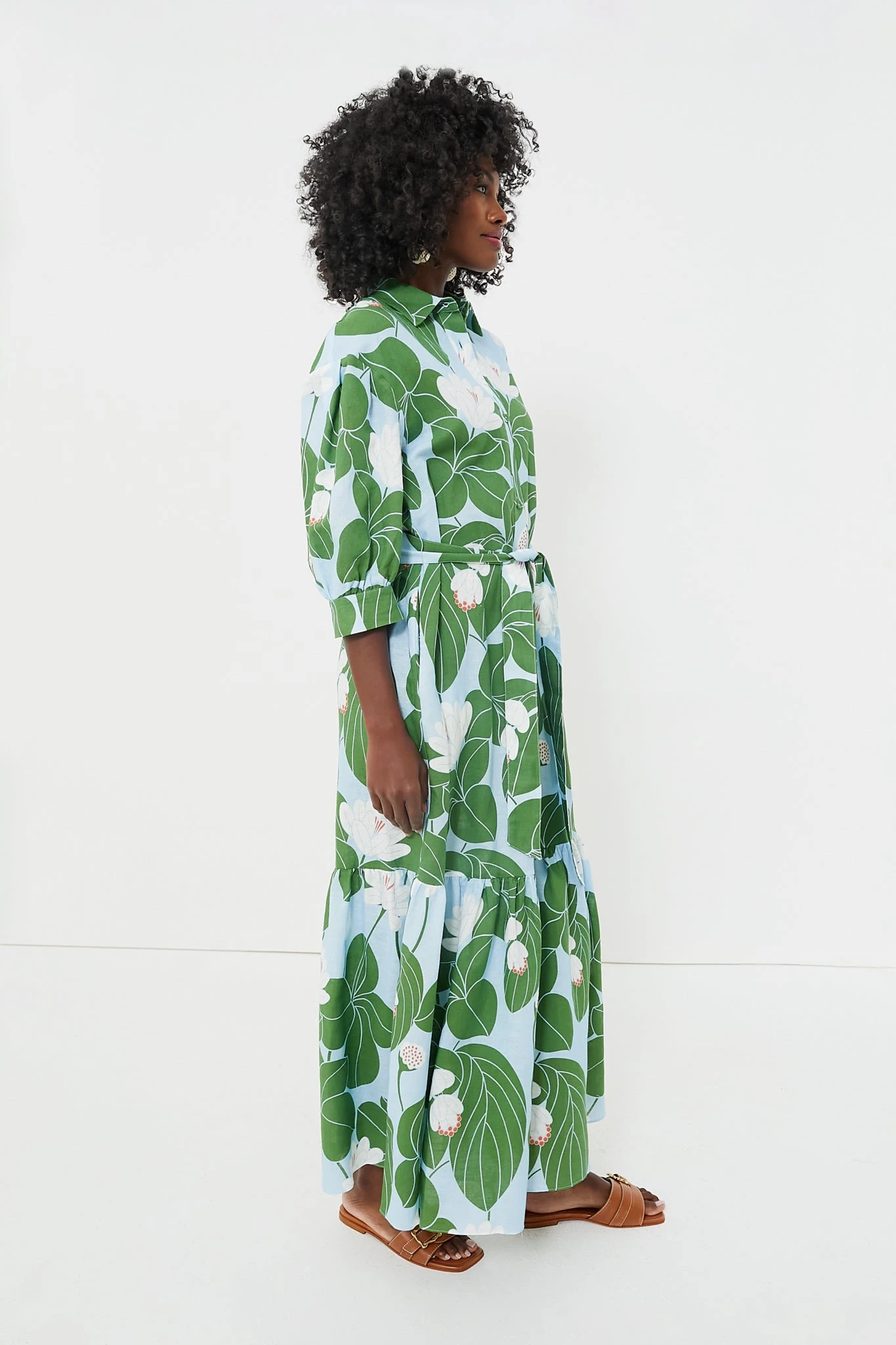 Green Waterlily Bianca Linen Dress - Image 3