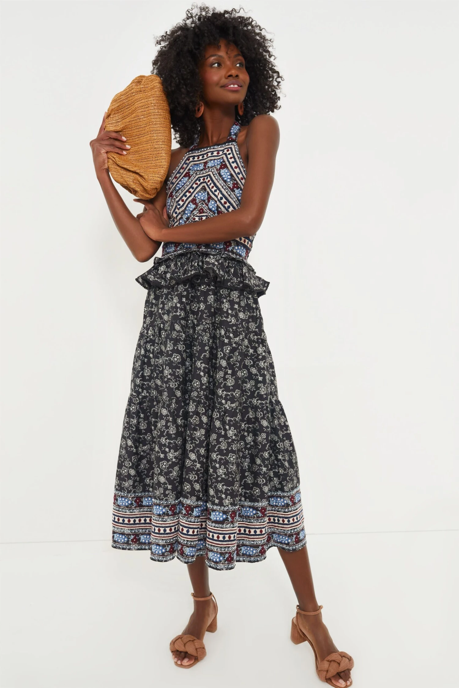 Black Everly Embroidery Halter Dress - Image 2