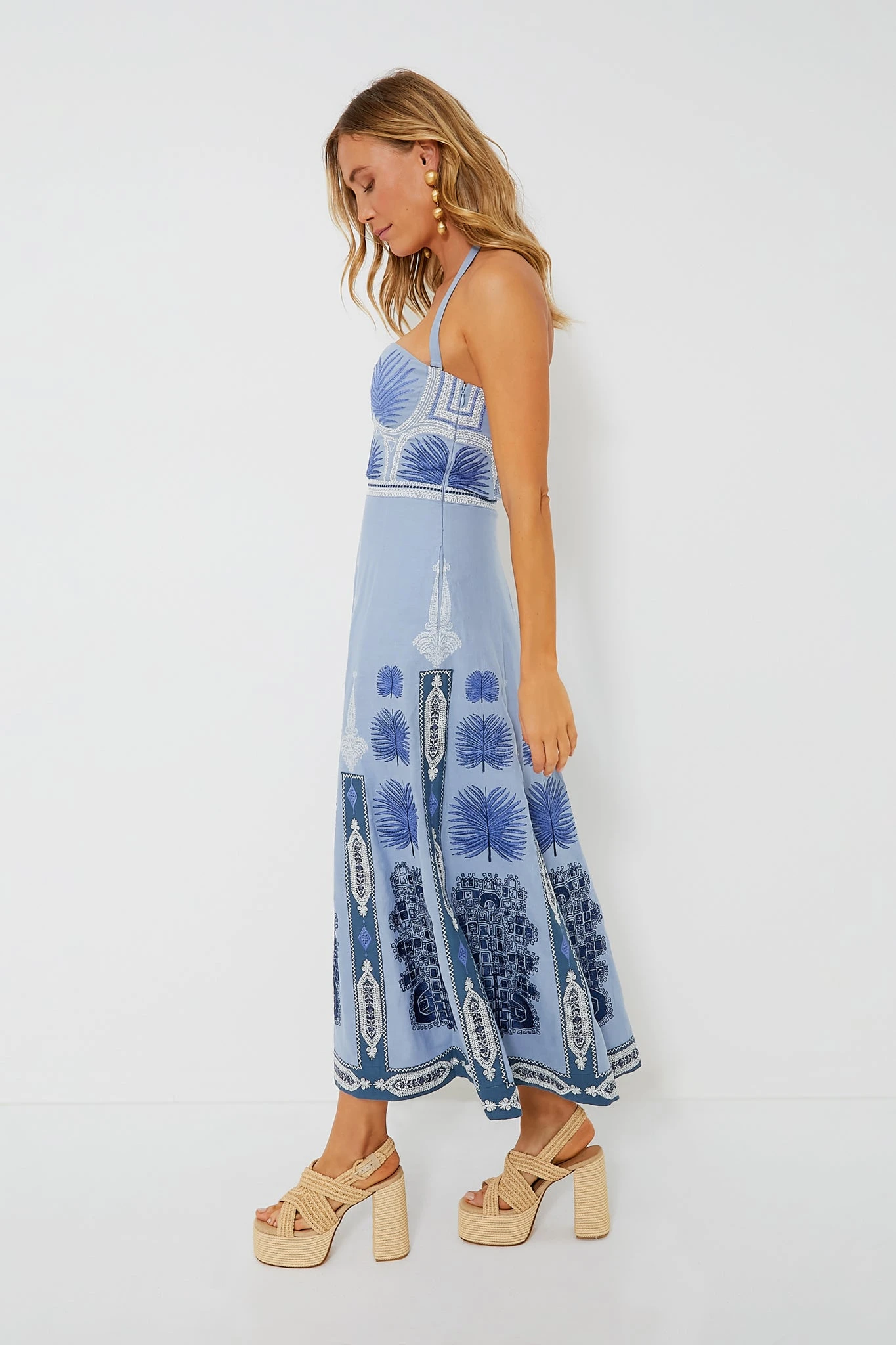 Provence Blue Lotty Chios Embroidered Dress - Image 3