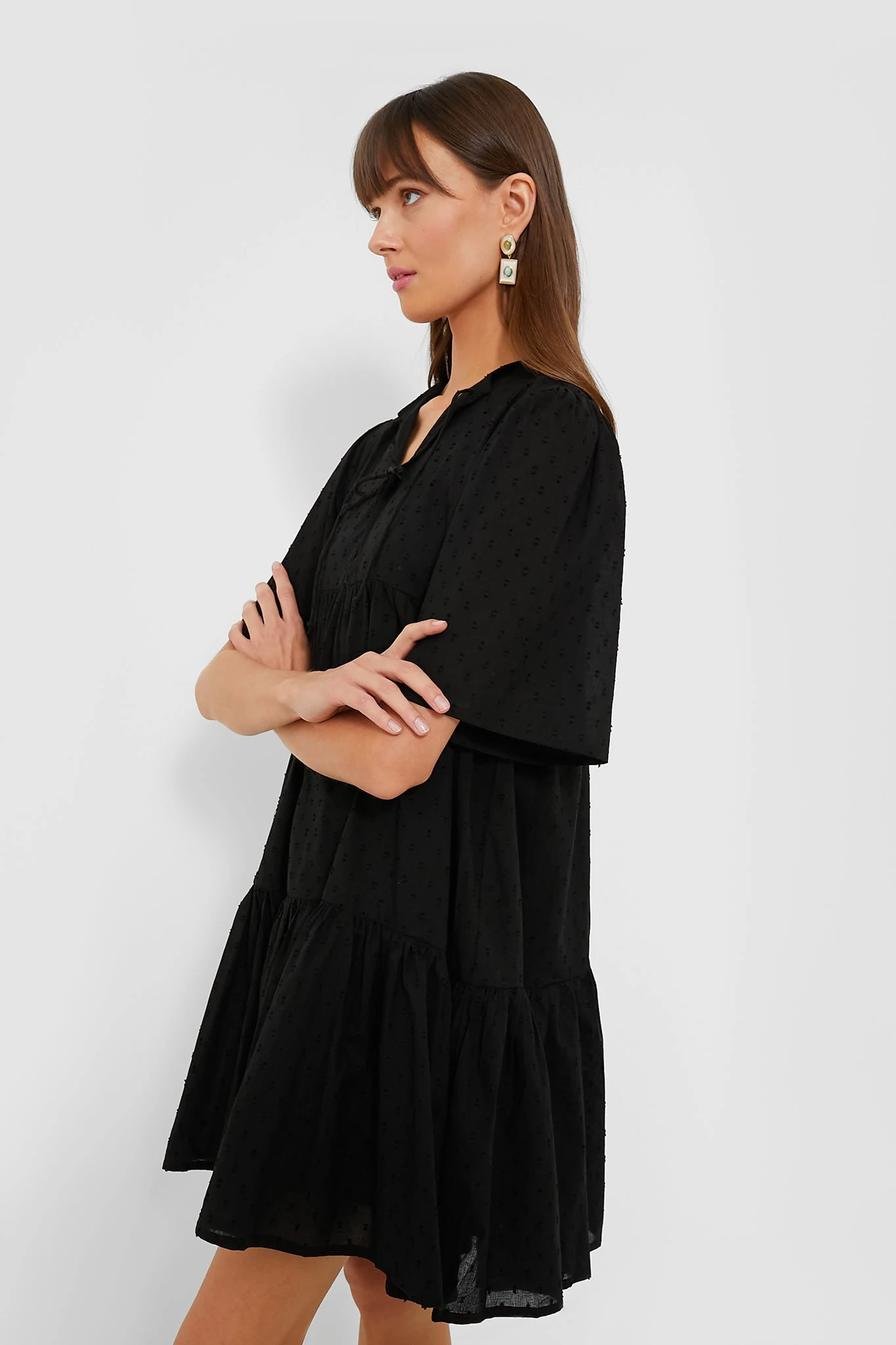 Black Swiss Dot Isla Dress - Image 3