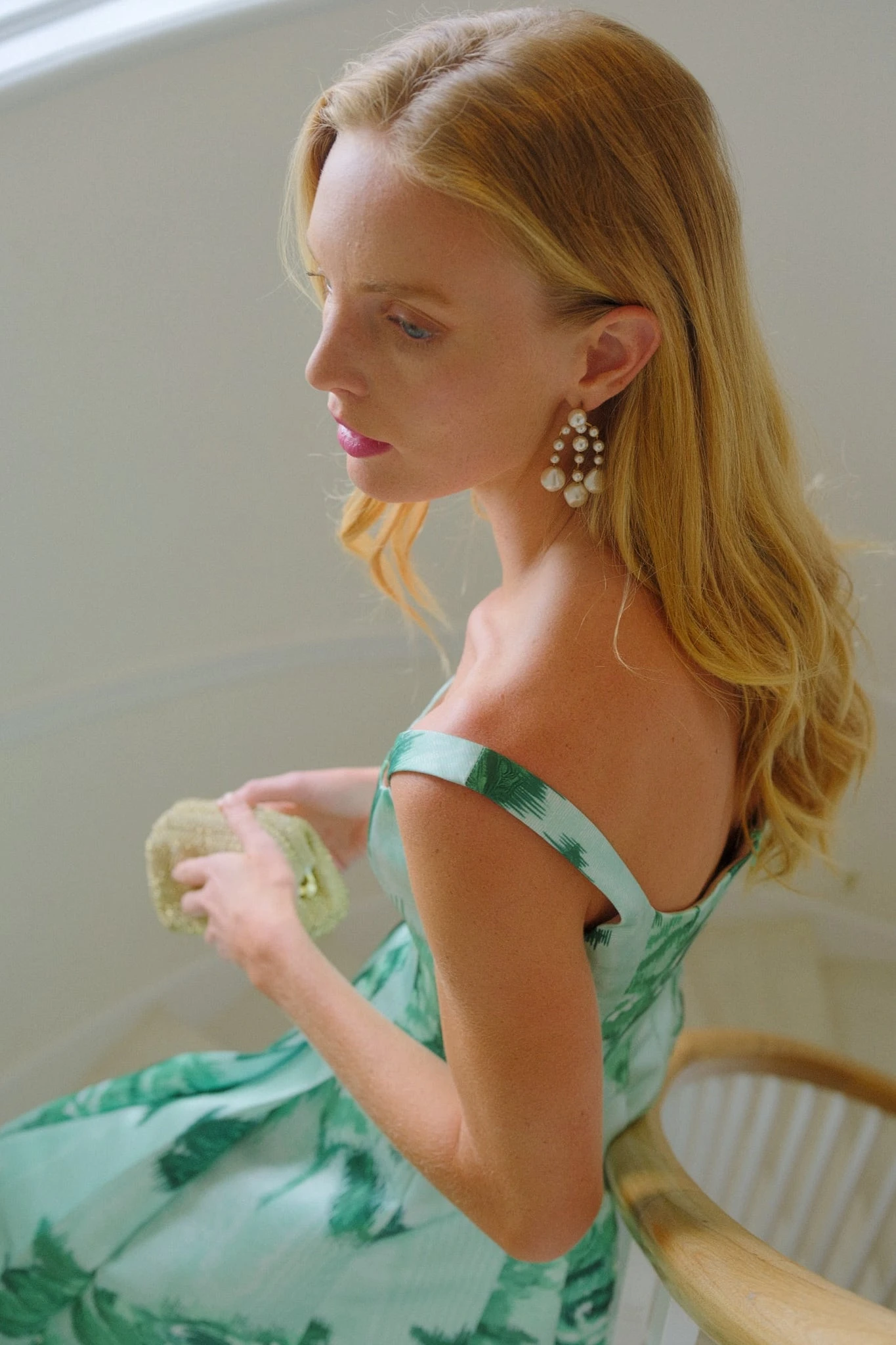 Giant Moire Roses Emerald Adele Dress - Image 9