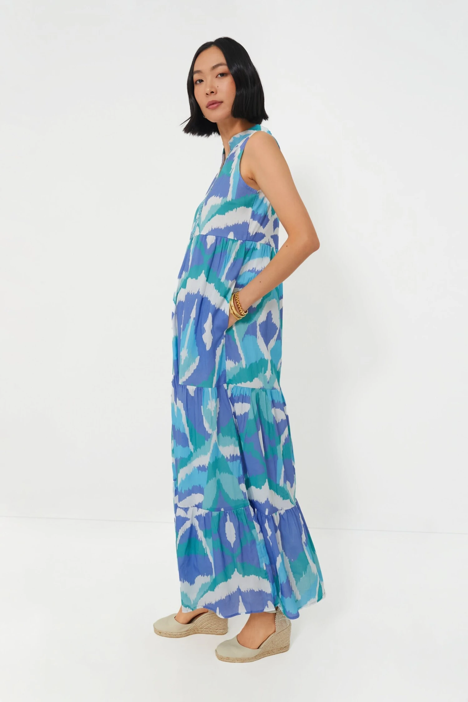 Cerulean Watercolor Ikat Tessa Dress - Image 3