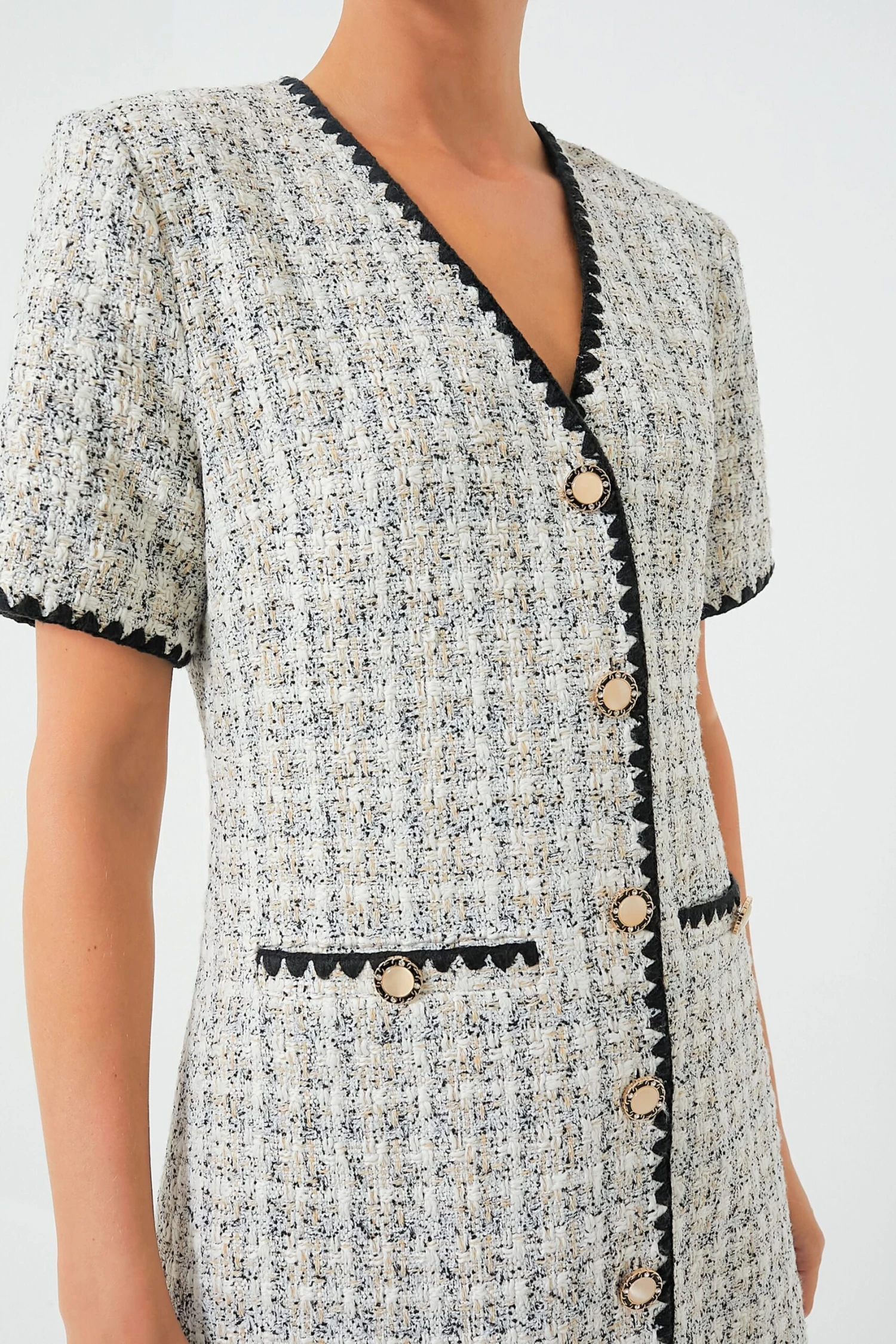 White Tweed Josephine Dress - Image 6