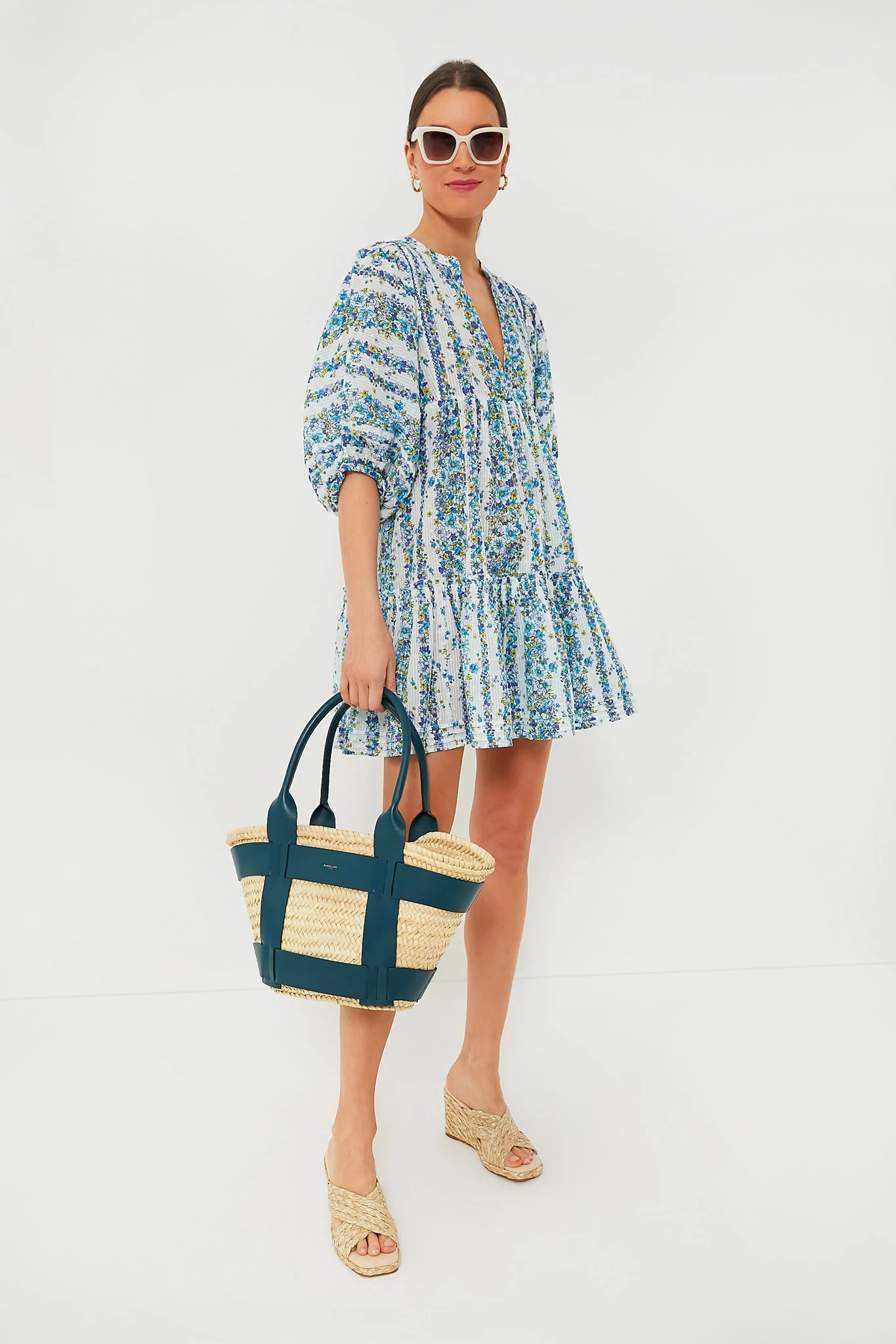 Blue Waves Flowers Aria Mini Dress - Image 6