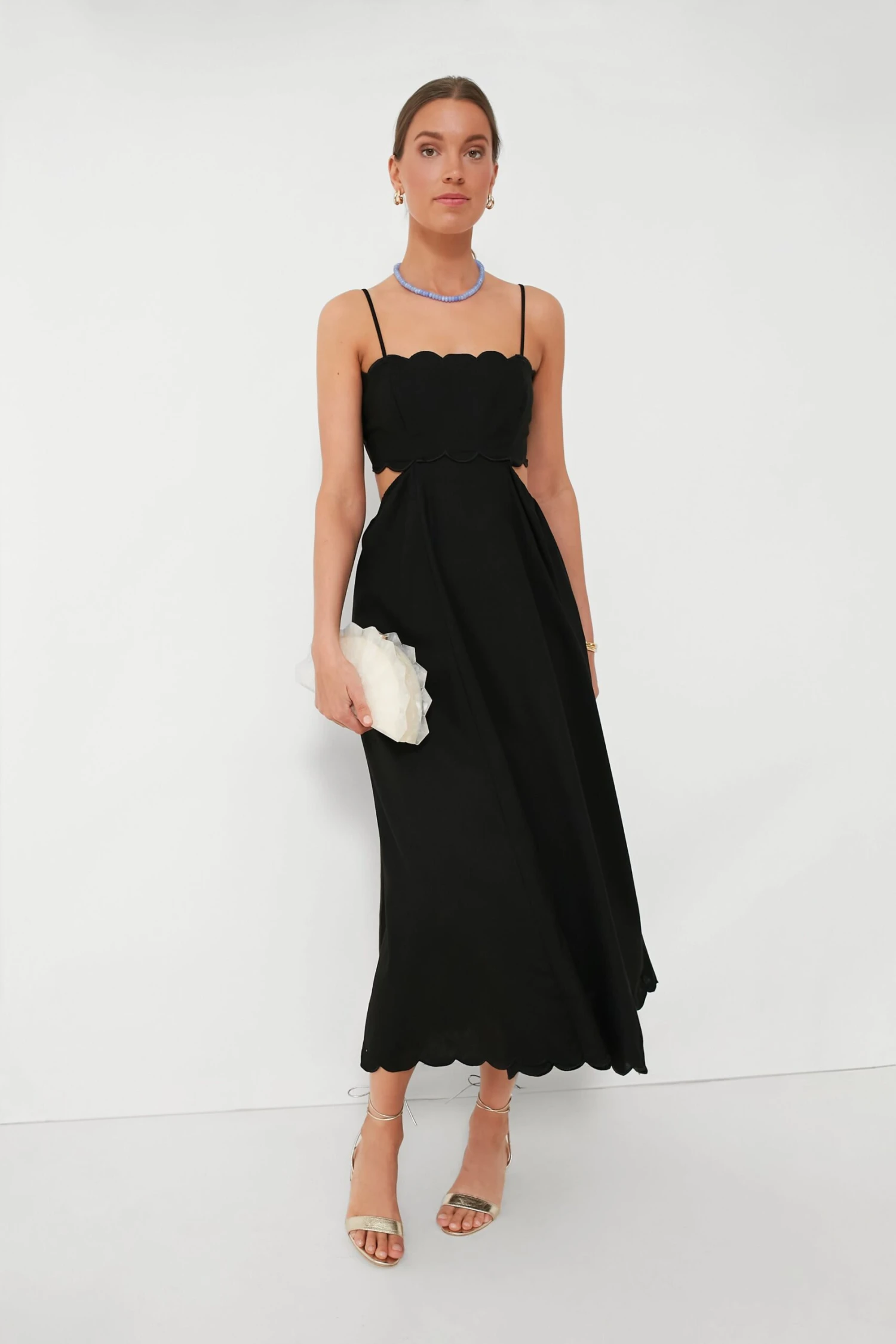 Black Scallop Hem Dress - Image 2