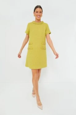 Chartreuse Tweed Jackie Dress
