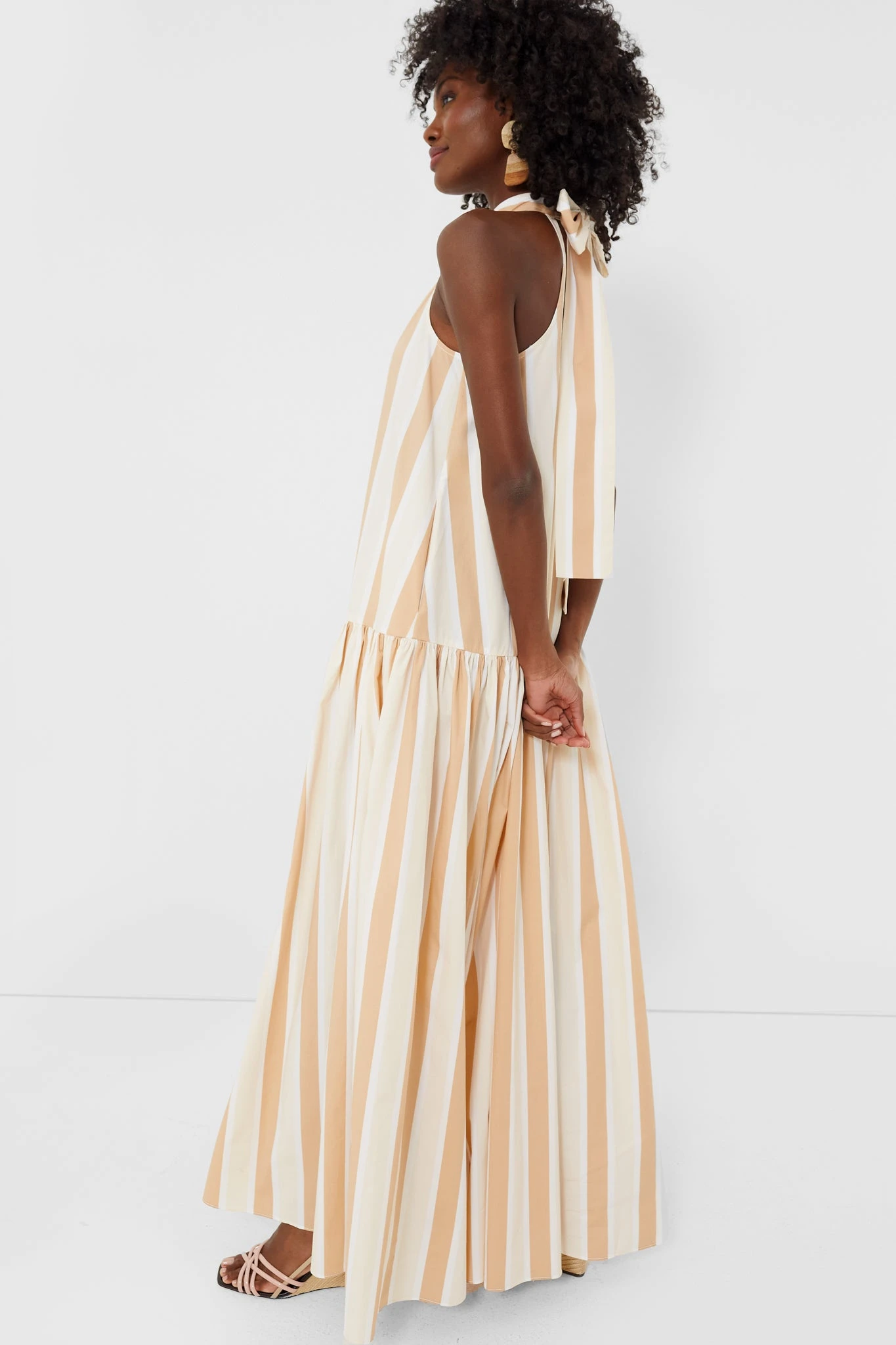 Staud Sand Stripe Midi Marlowe Dress - Image 3
