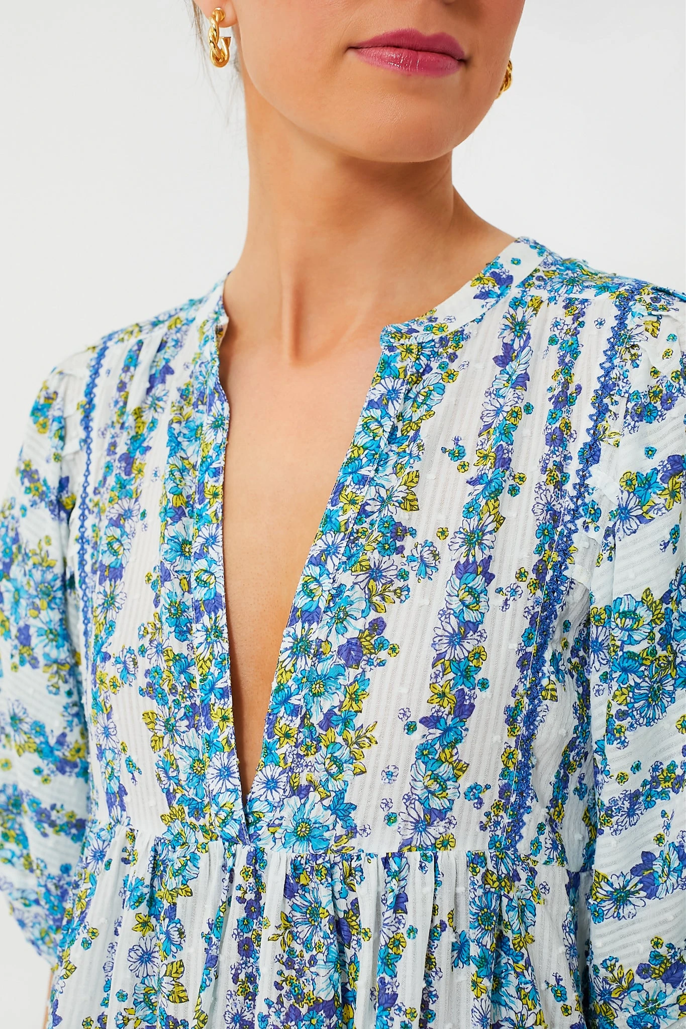 Blue Waves Flowers Aria Mini Dress - Image 5