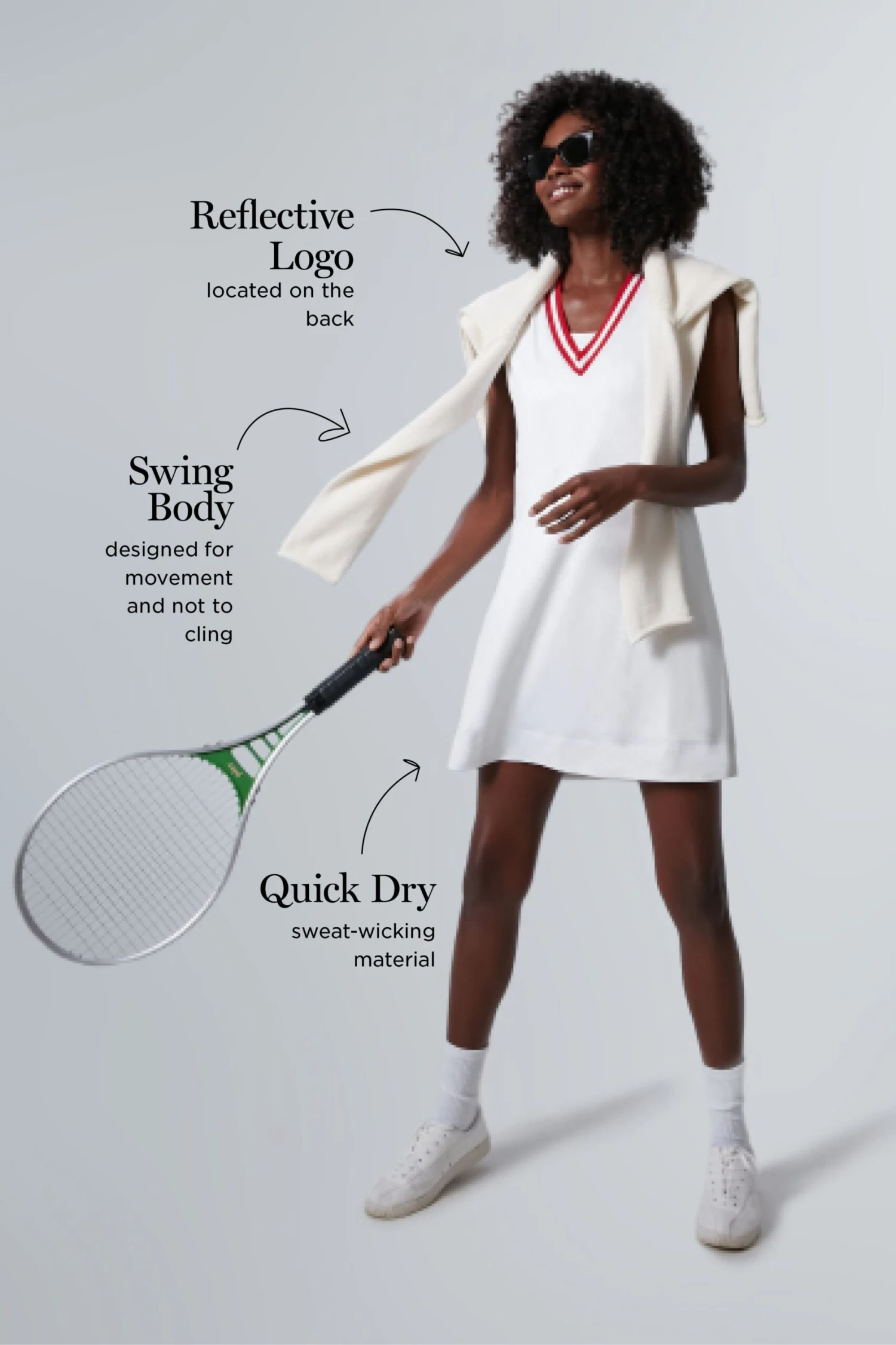 White And Retro Red Suzanne Tennis Dress - Image 3