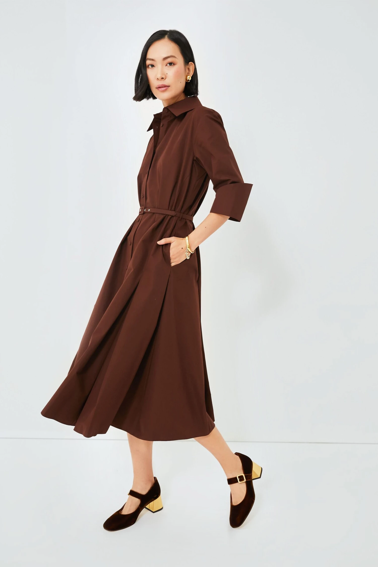 Dark Brown Tokyo Italian Cotton Dress - Image 3