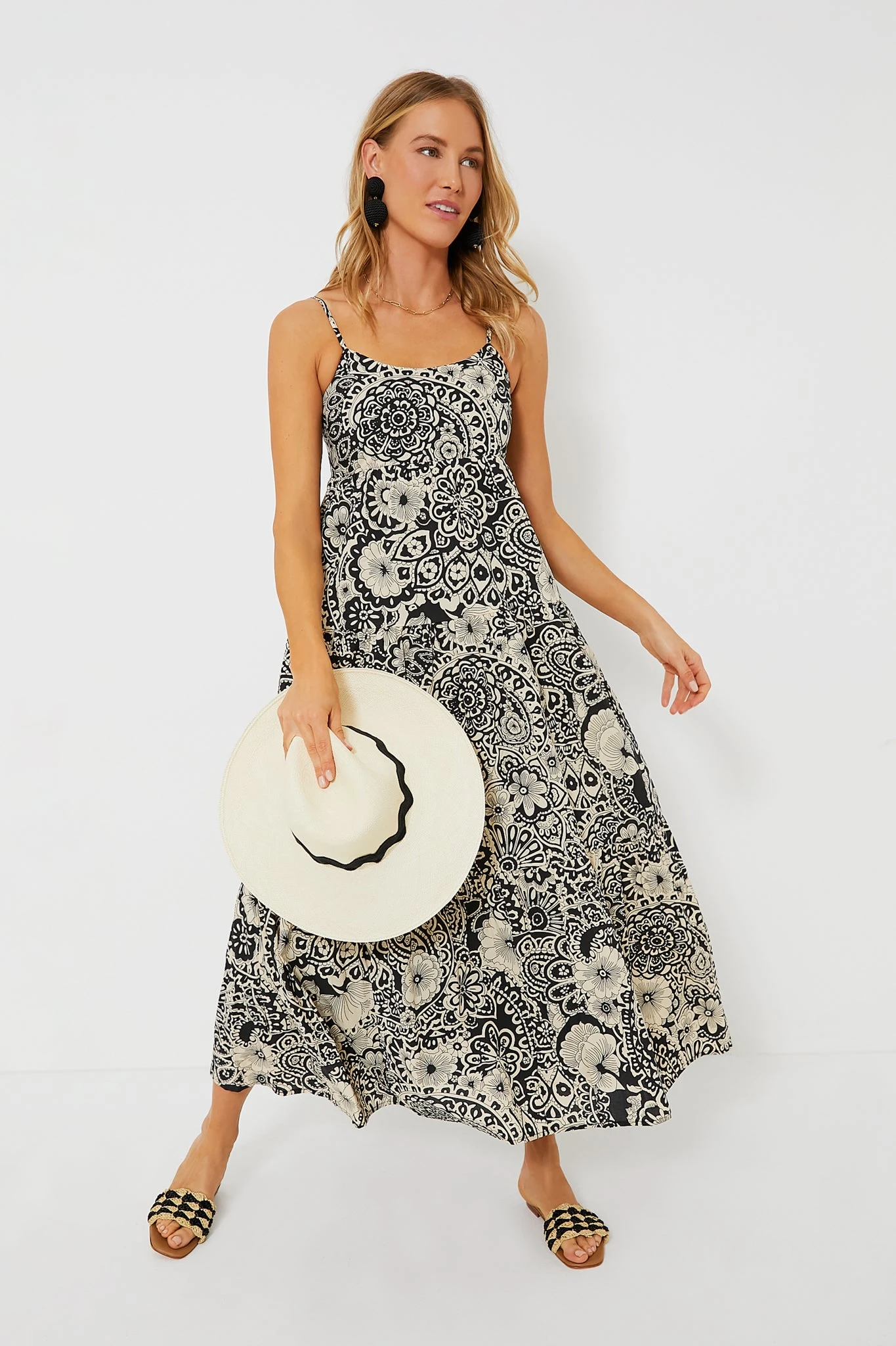 Black & Cream Floral Tiered Tilly Dress - Image 2