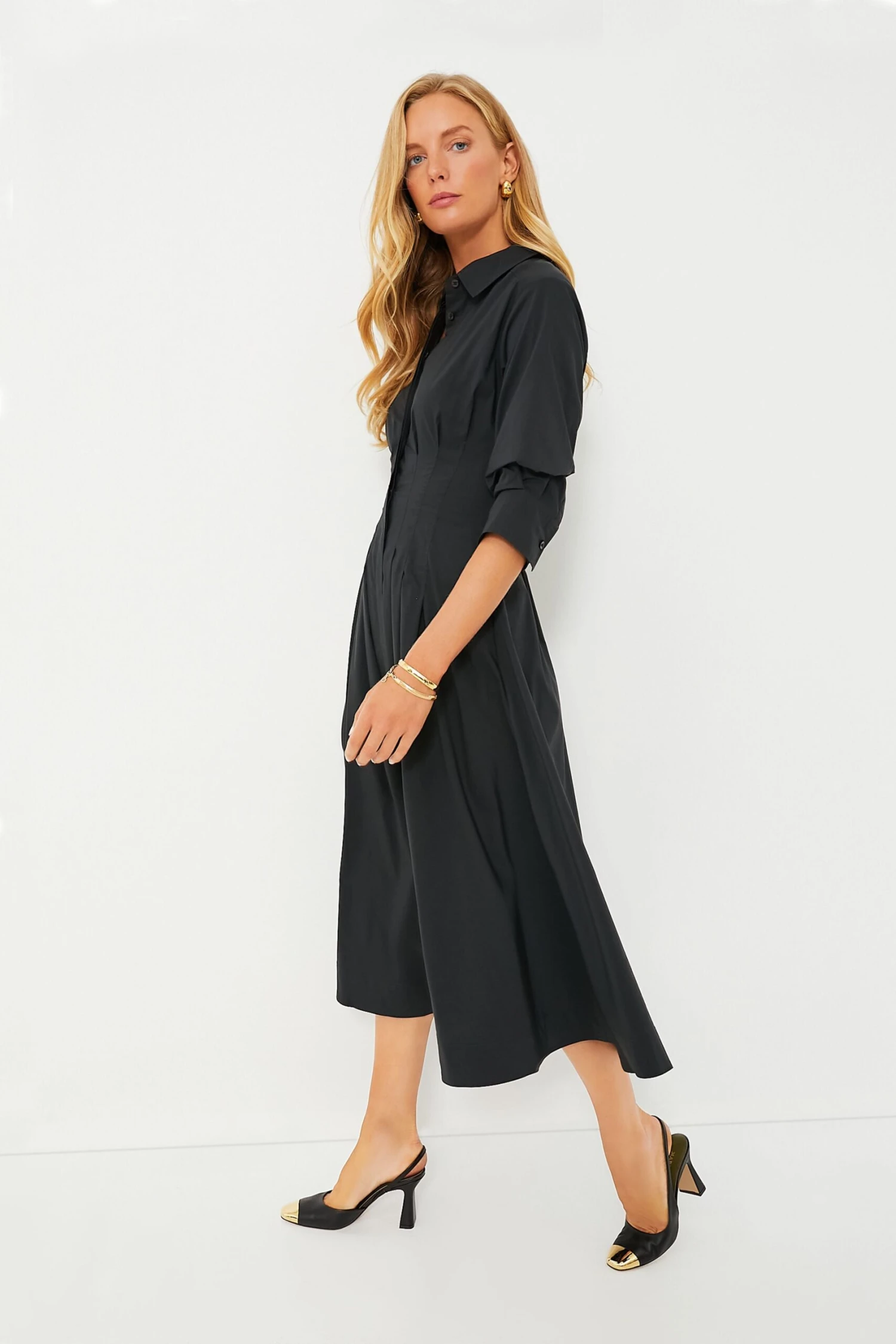 Black Jazz Pintuck Midi Dress - Image 3