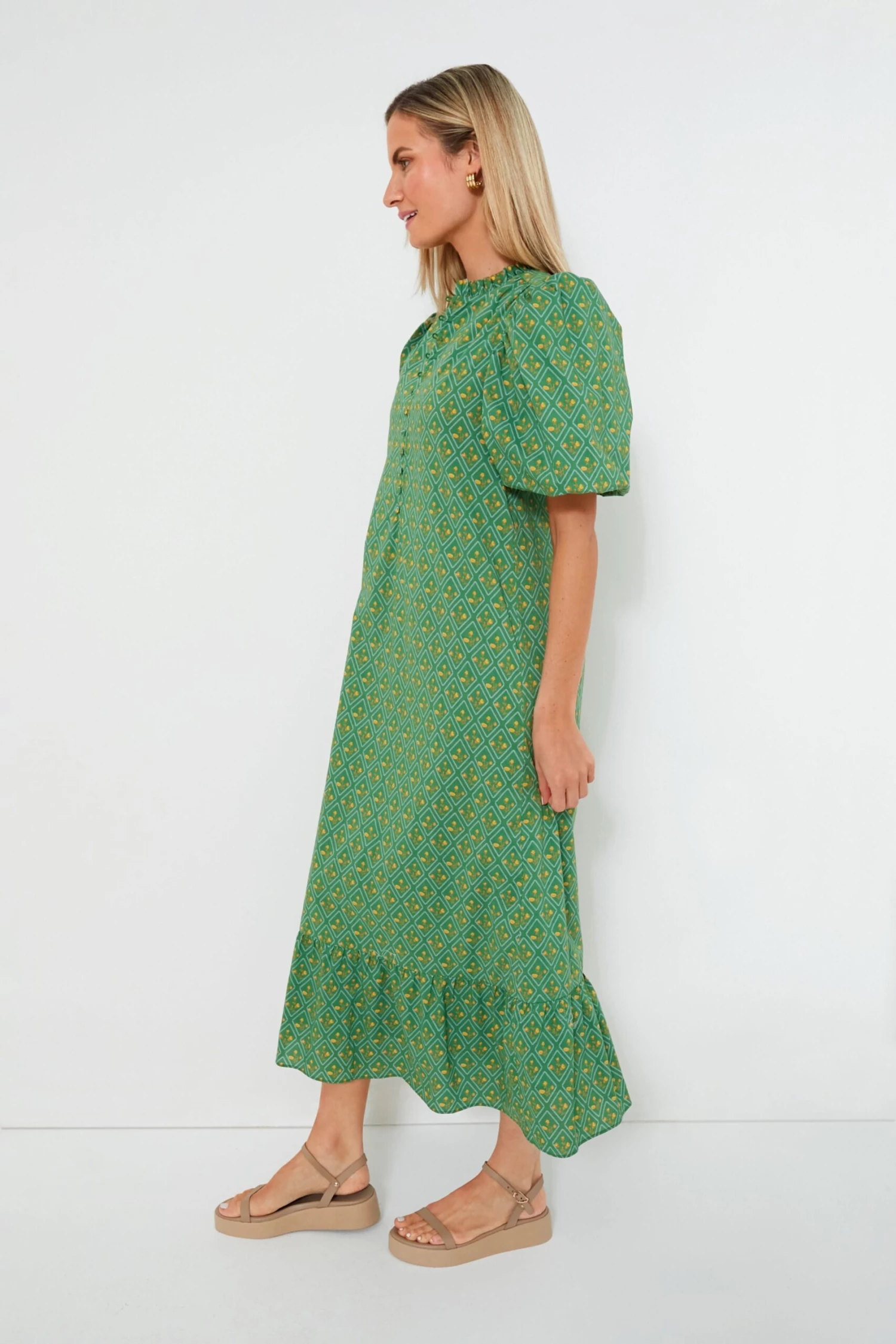 Green Diamond Floral Mimi Midi Dress - Image 3