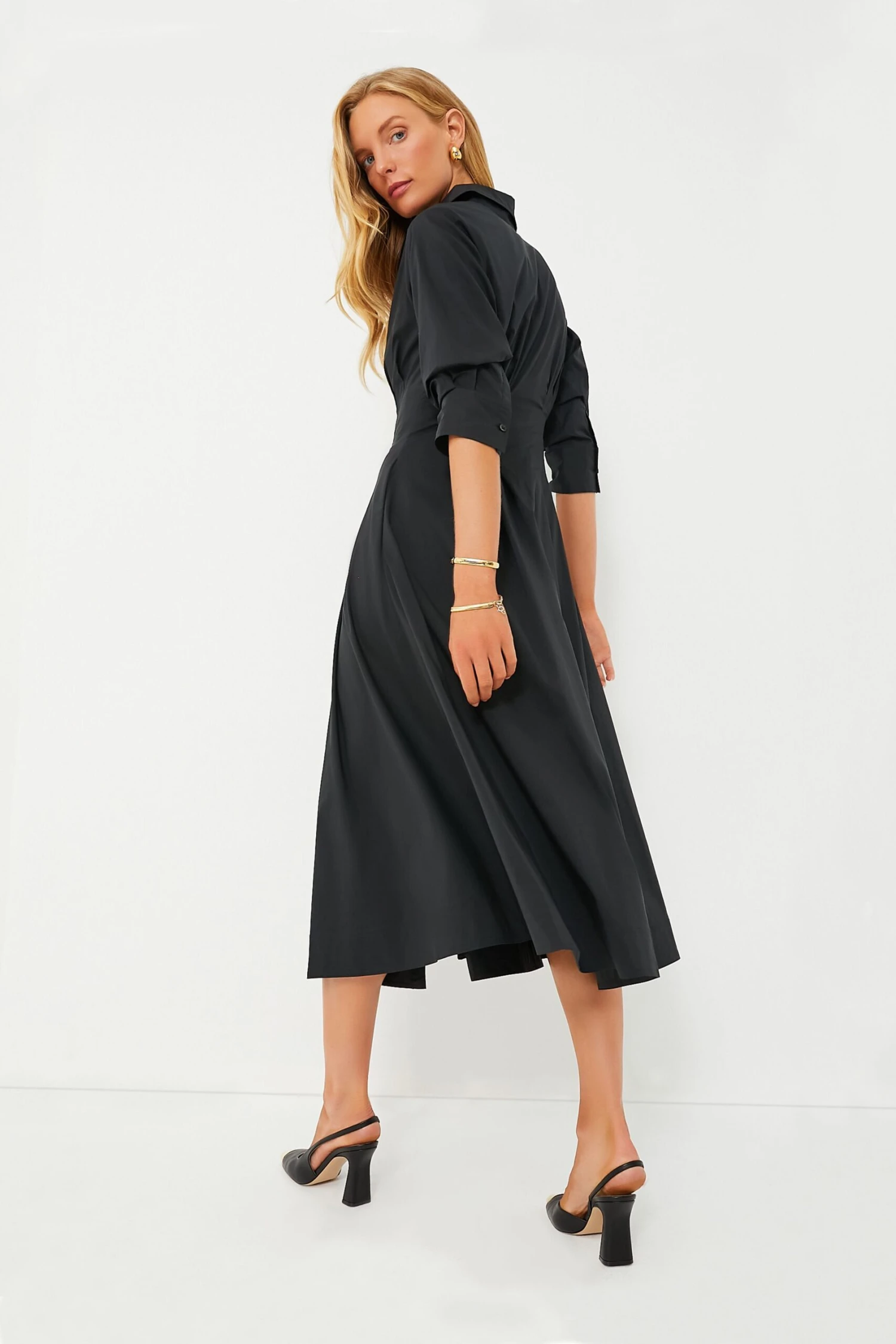 Black Jazz Pintuck Midi Dress - Image 4