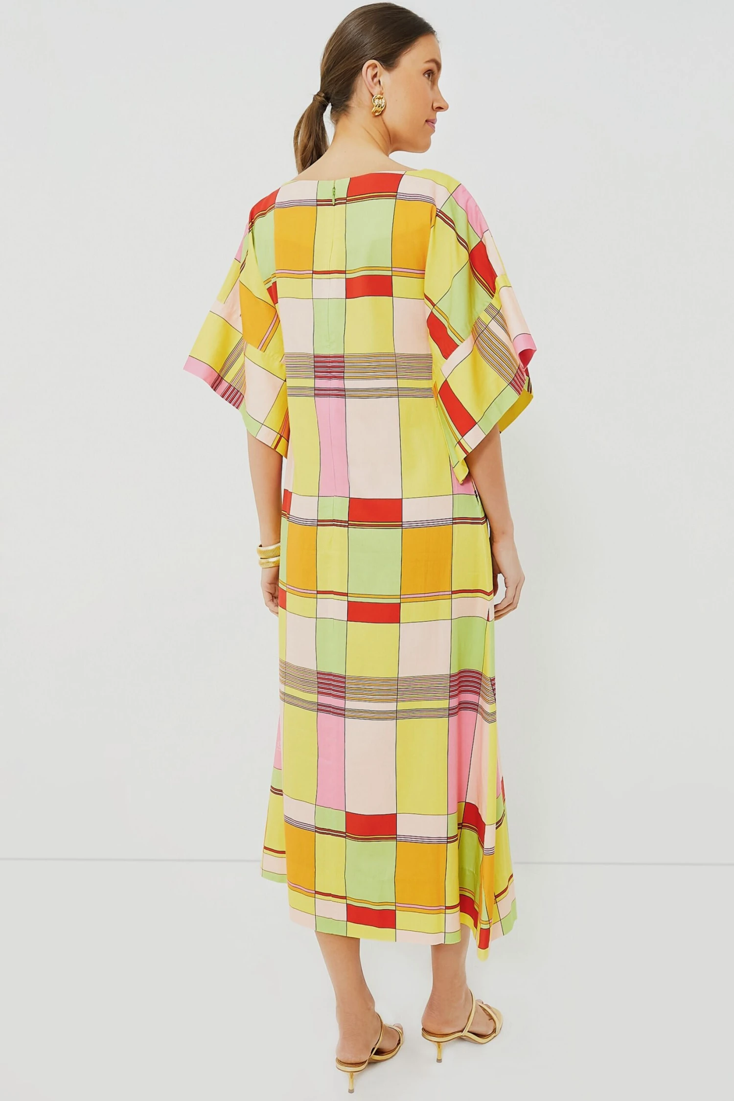 Yellow Colorblock Plaid Spinnaker Maxi Dress - Image 4