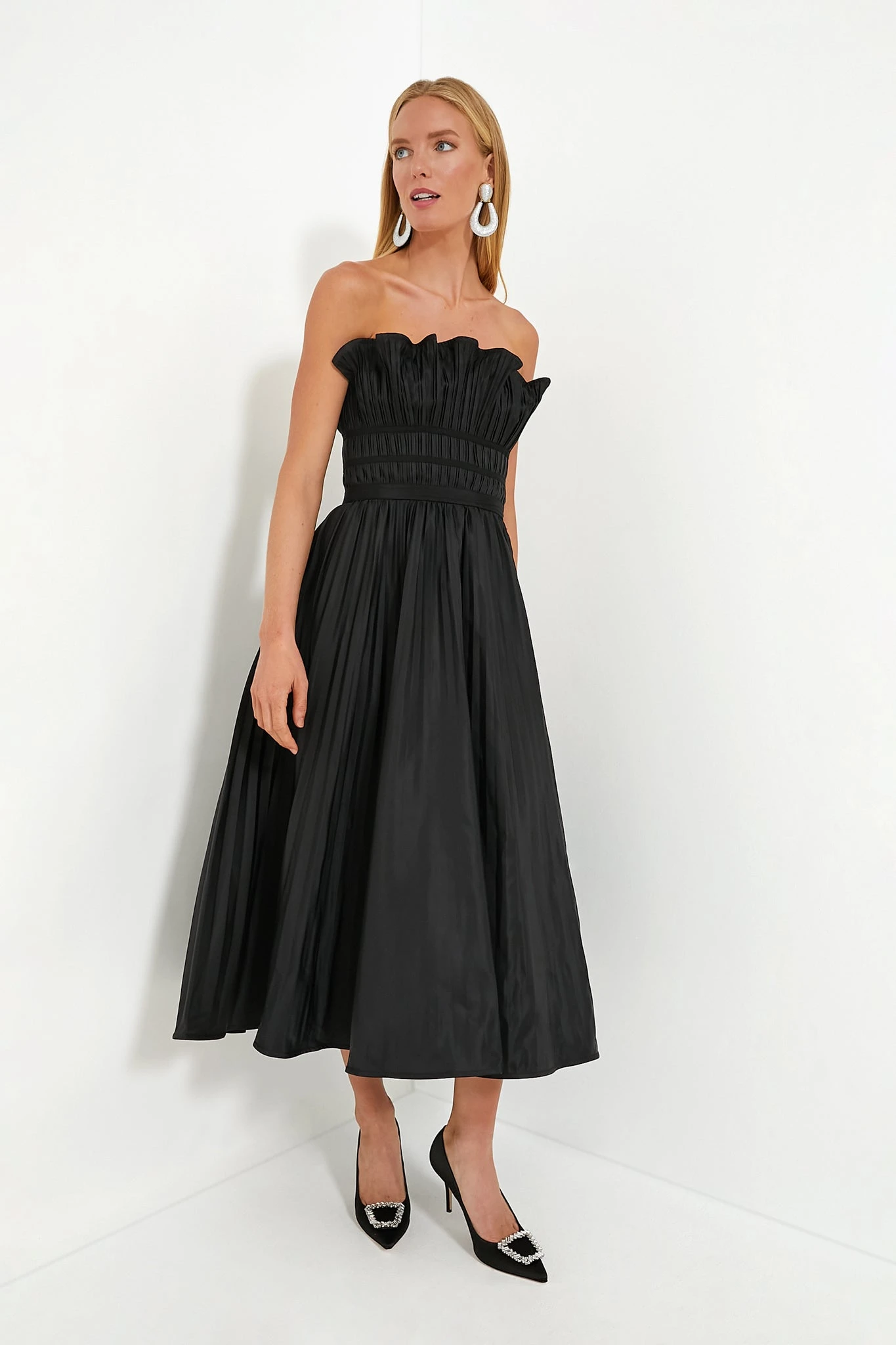 Black Pleated Maxi Dress - Image 2