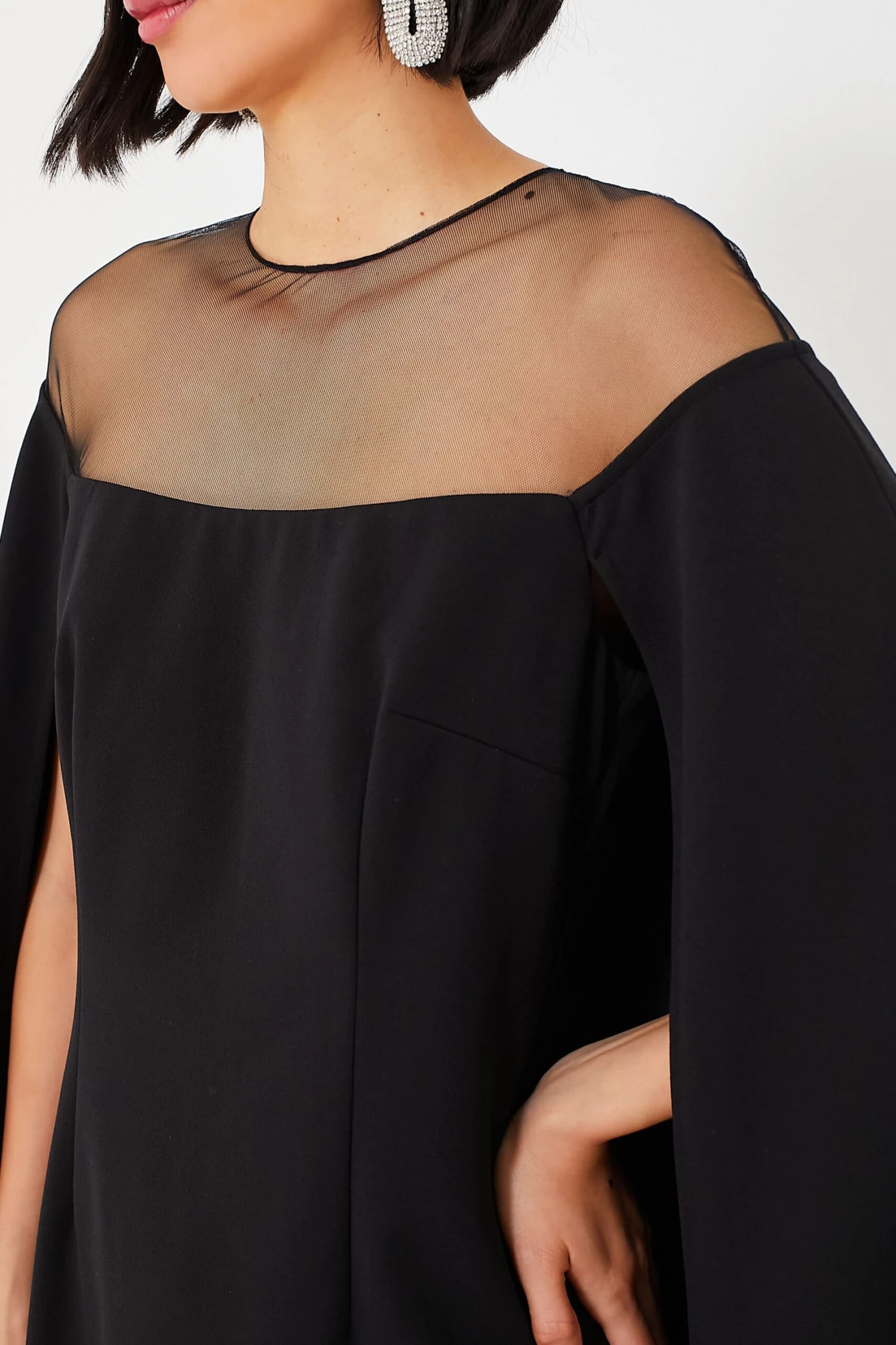 Black Estelle Cape Dress - Image 5